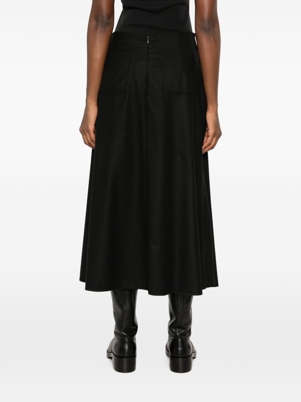 SUSANNE BOMMER Felted Wool A-Line Skirt — Black, view 4
