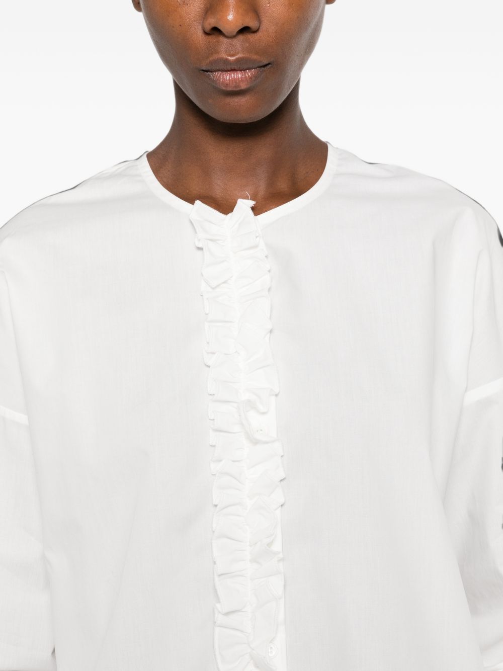 SUSANNE BOMMER Ruffled Cotton Blouse — White, view 4