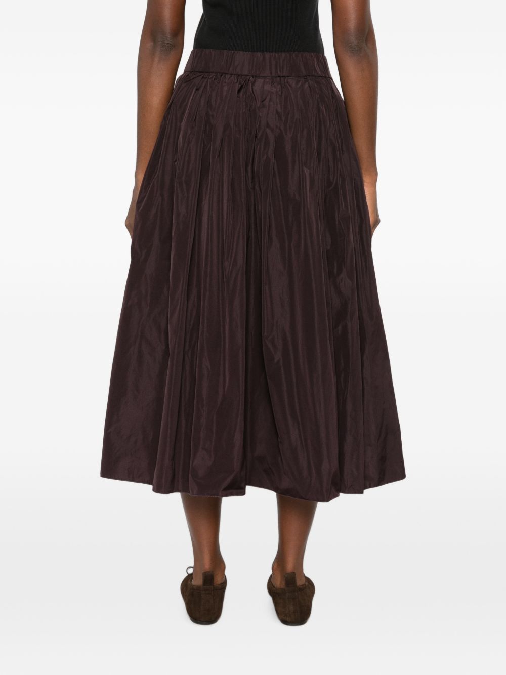SUSANNE BOMMER Pleated Taffeta Skirt — Burgundy, view 4