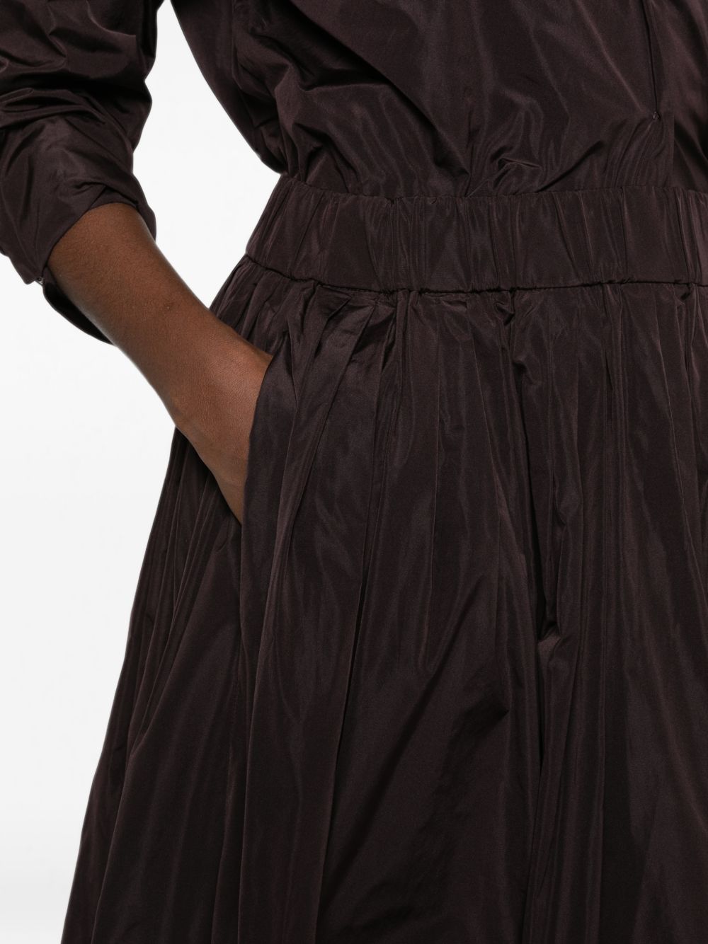 SUSANNE BOMMER Pleated Taffeta Skirt — Burgundy, view 5