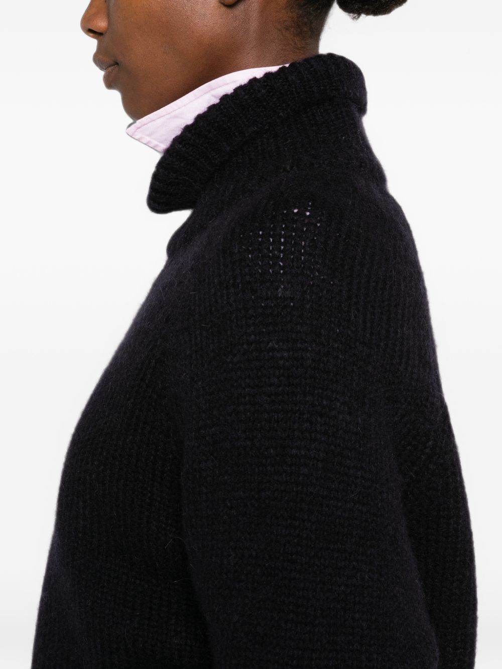 SUSANNE BOMMER Wool Turtleneck Sweater — Black, view 2