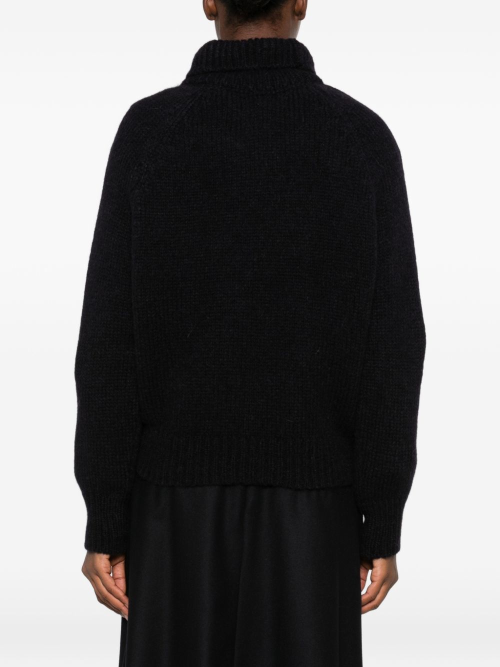 SUSANNE BOMMER Wool Turtleneck Sweater — Black, view 3