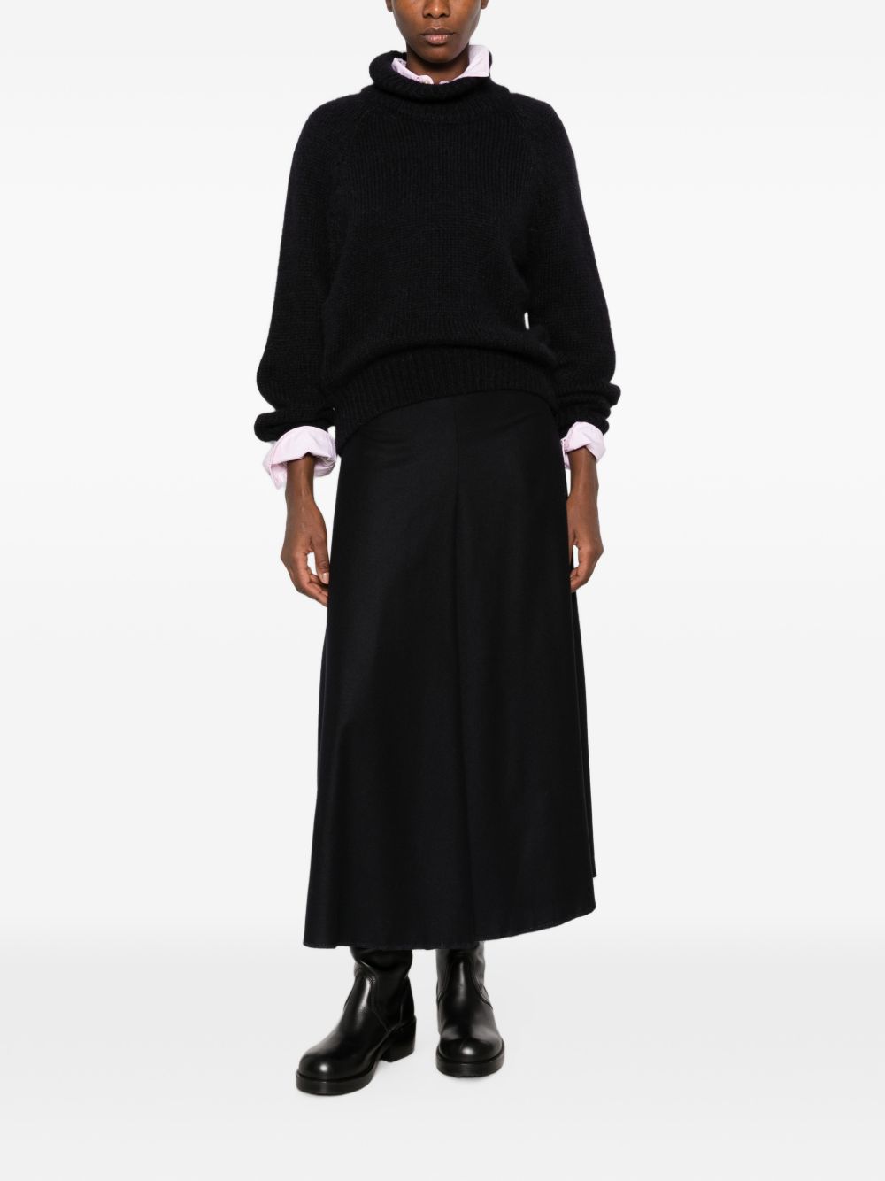 SUSANNE BOMMER Wool Turtleneck Sweater — Black, view 4