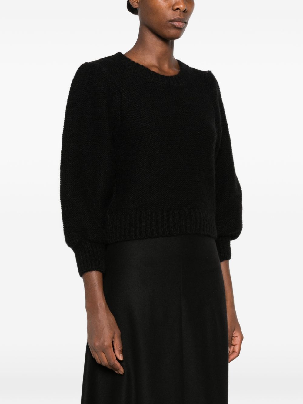 SUSANNE BOMMER Brushed-Knit Wool Sweater — Black, view 3