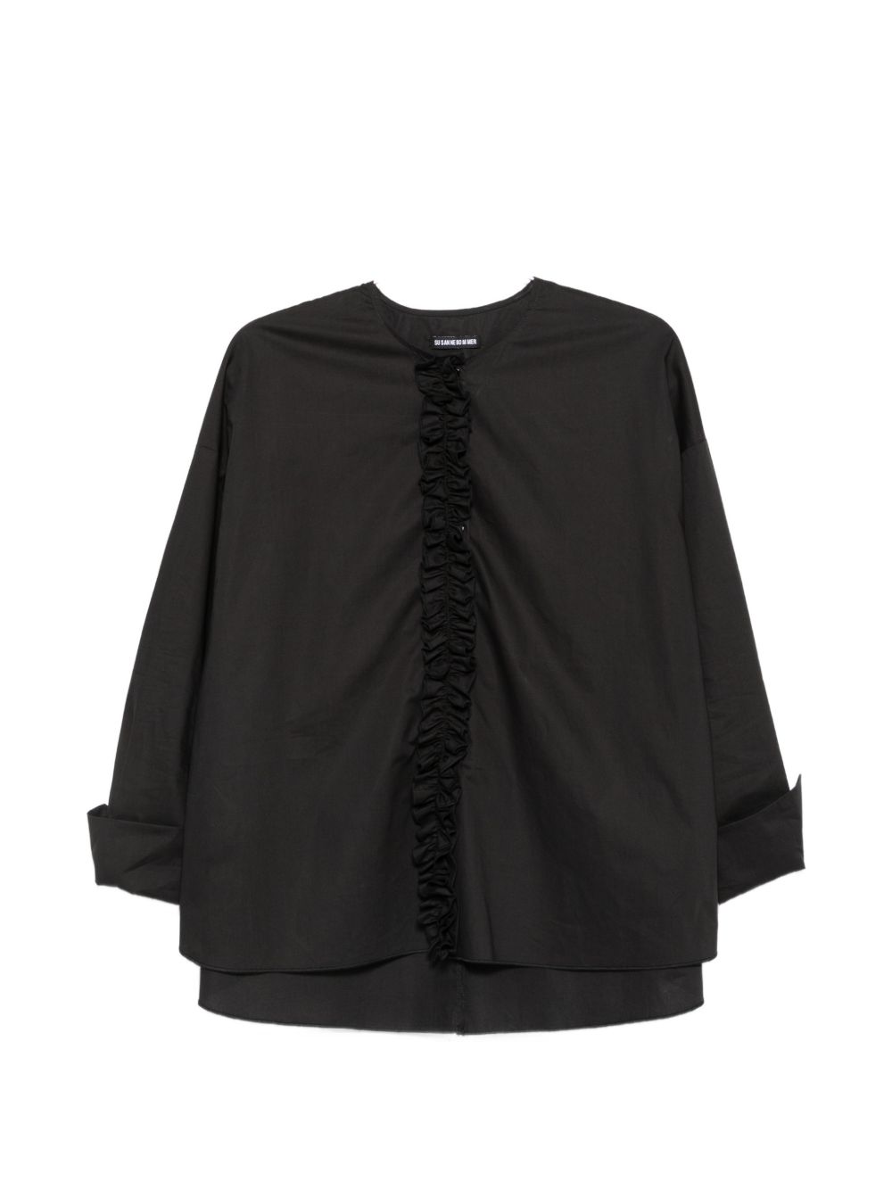 SUSANNE BOMMER Ruffled Cotton Blouse — Black by SUSANNE BOMMER
