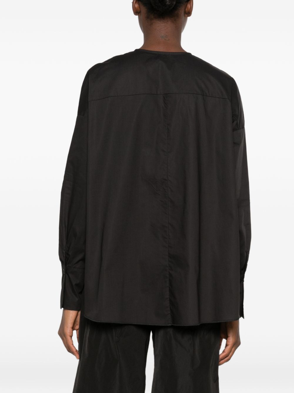 SUSANNE BOMMER Ruffled Cotton Blouse — Black, view 3
