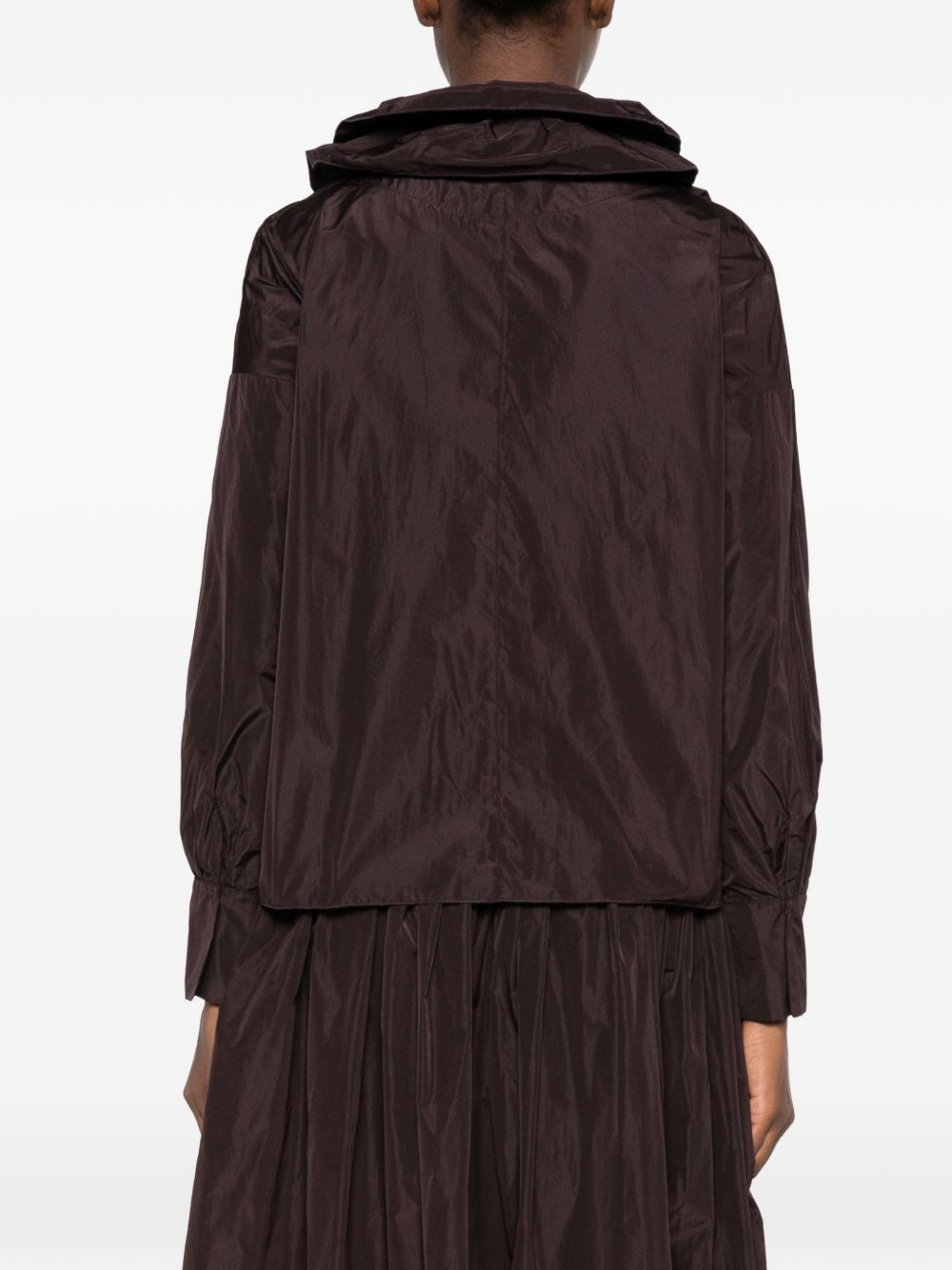 SUSANNE BOMMER Ruffled Taffeta Blouse — Burgundy, view 2