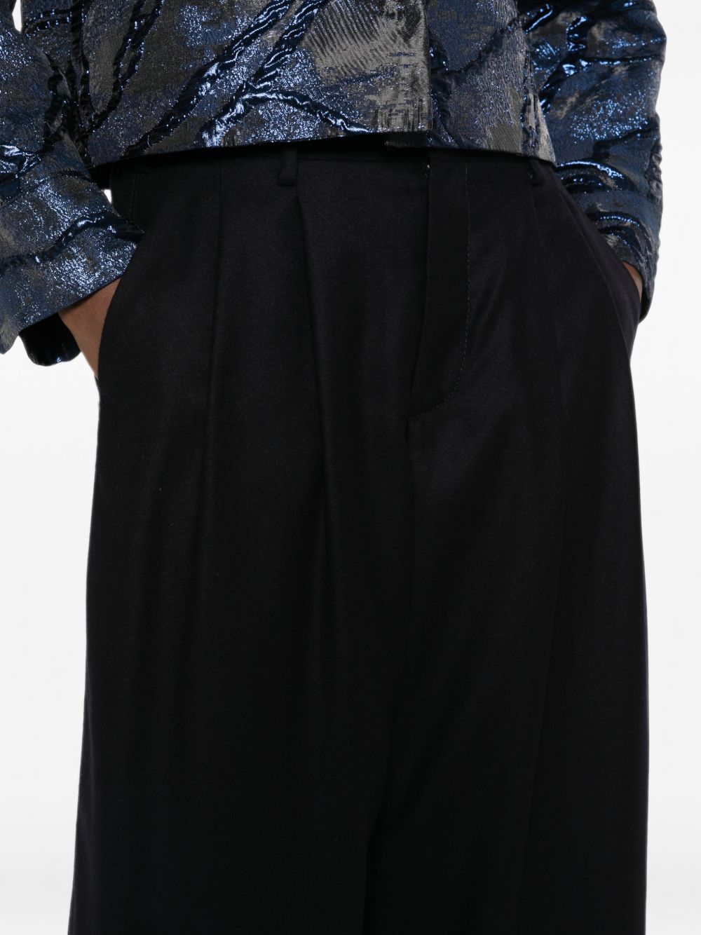 SUSANNE BOMMER Wide-Leg Wool Trousers — Black, view 2