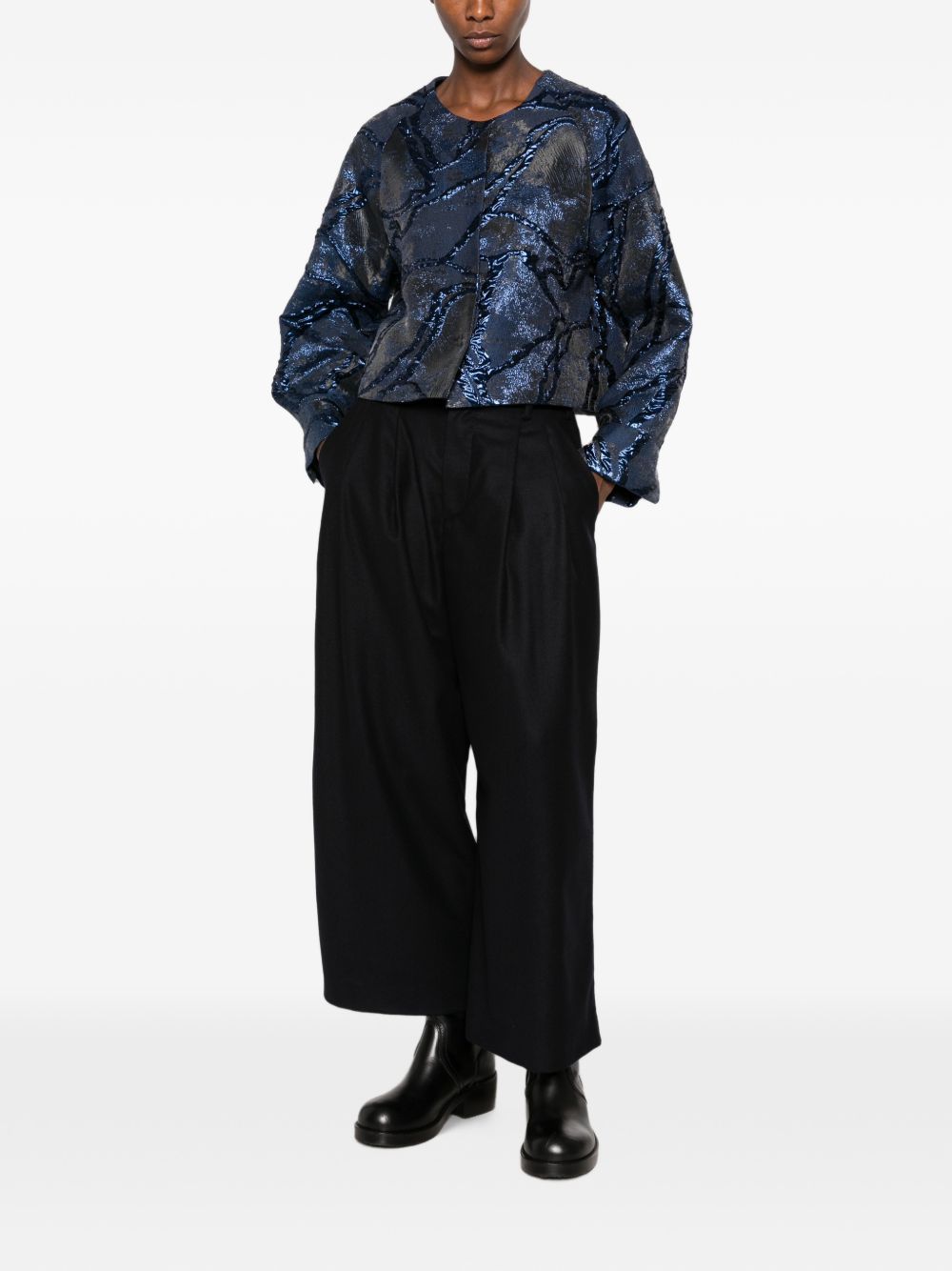 SUSANNE BOMMER Wide-Leg Wool Trousers — Black, view 3