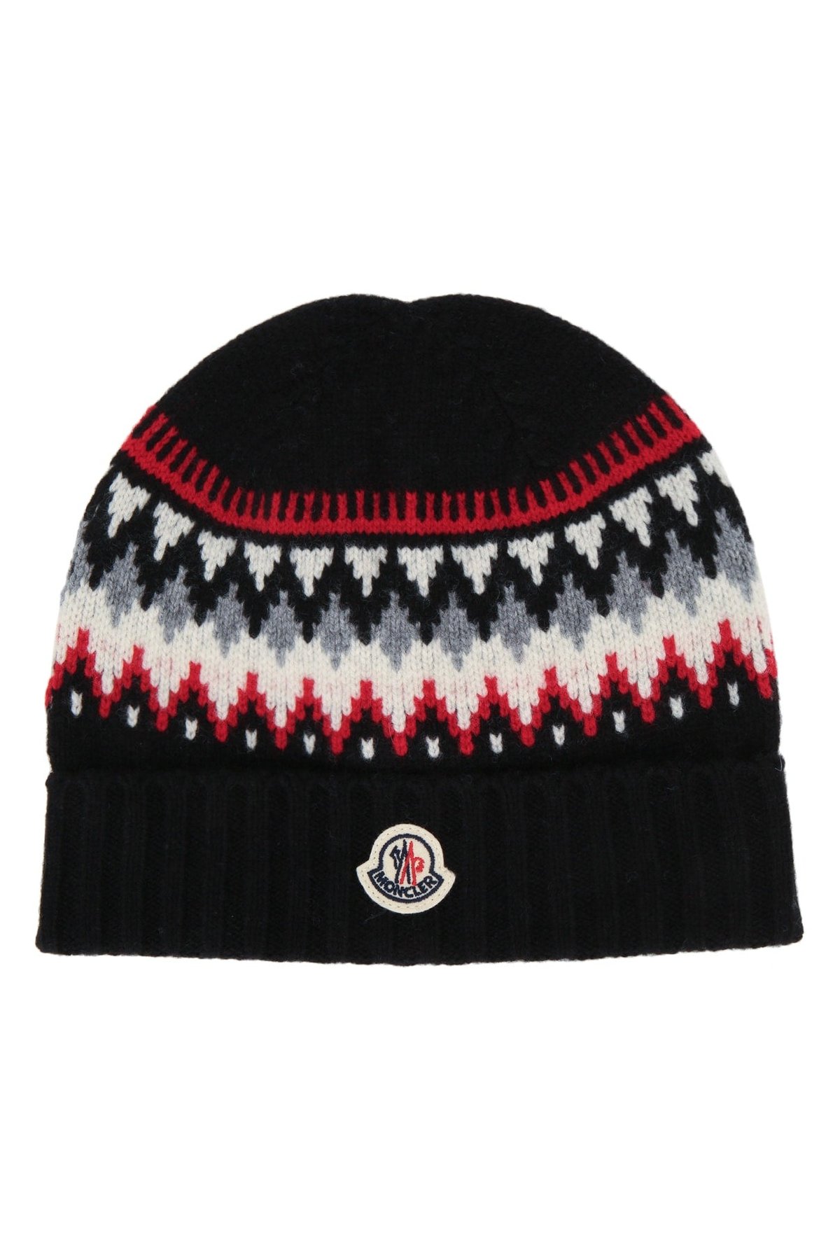 Moncler Jr HAT Fair Isle Knit Winter Hat — Black by Moncler Jr