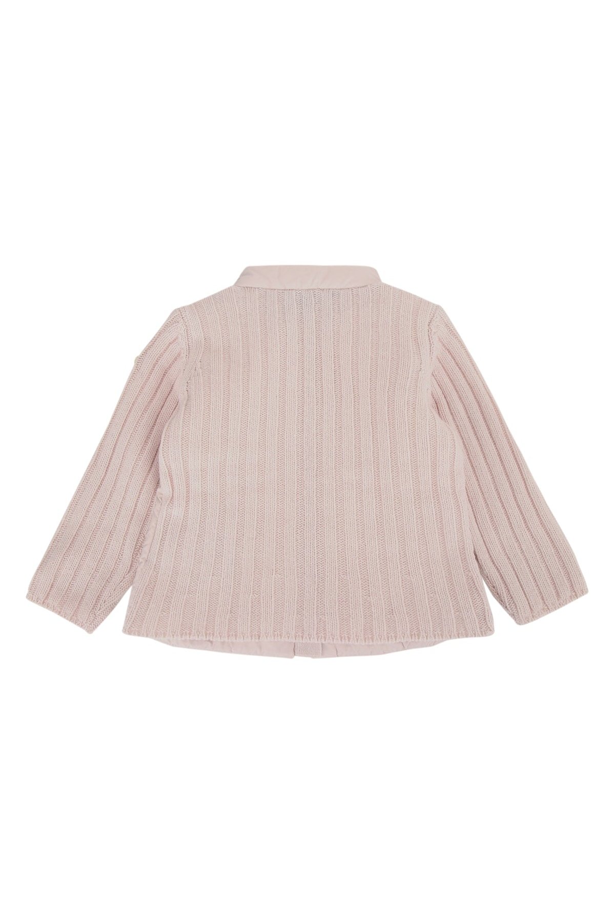 Moncler Jr Mixed-Knit Cardigan — Pink, view 2