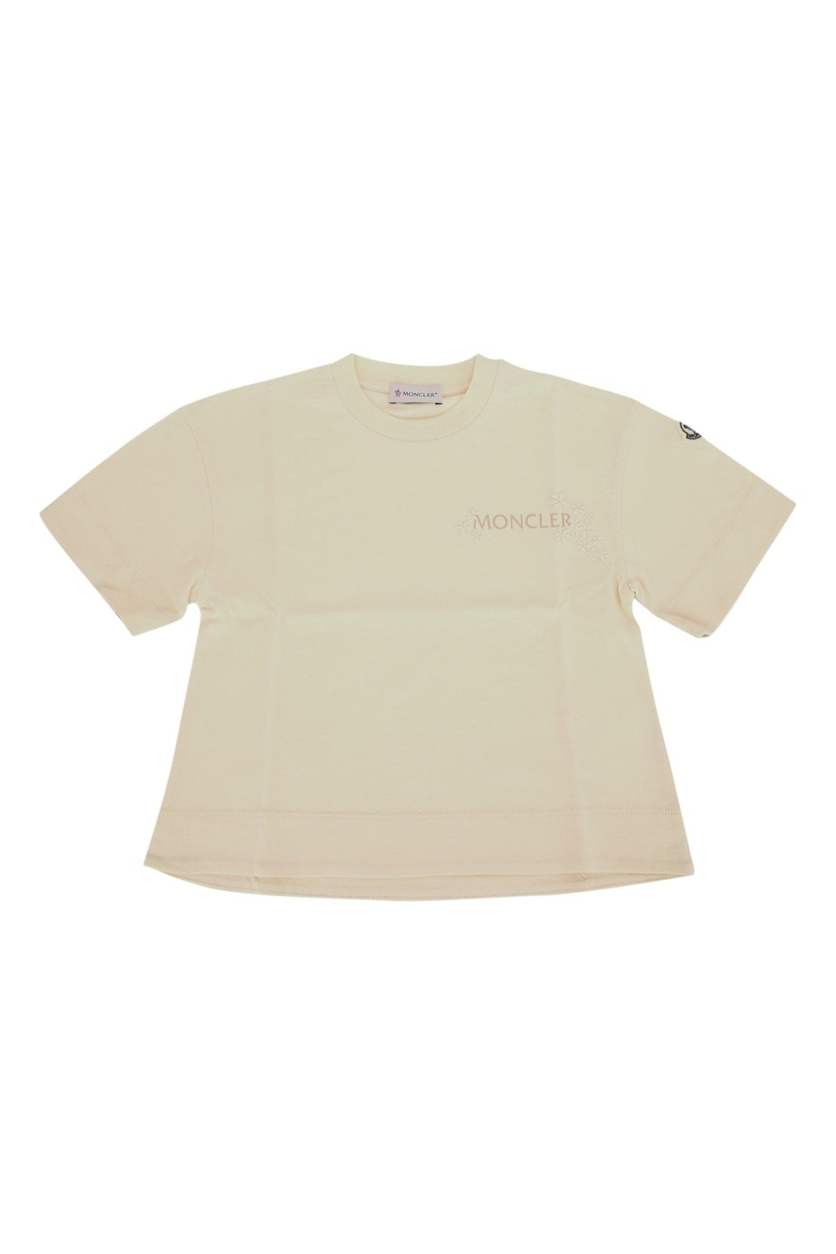 Moncler Jr Logo-Embroidered Cotton T-Shirt — Beige by Moncler Jr