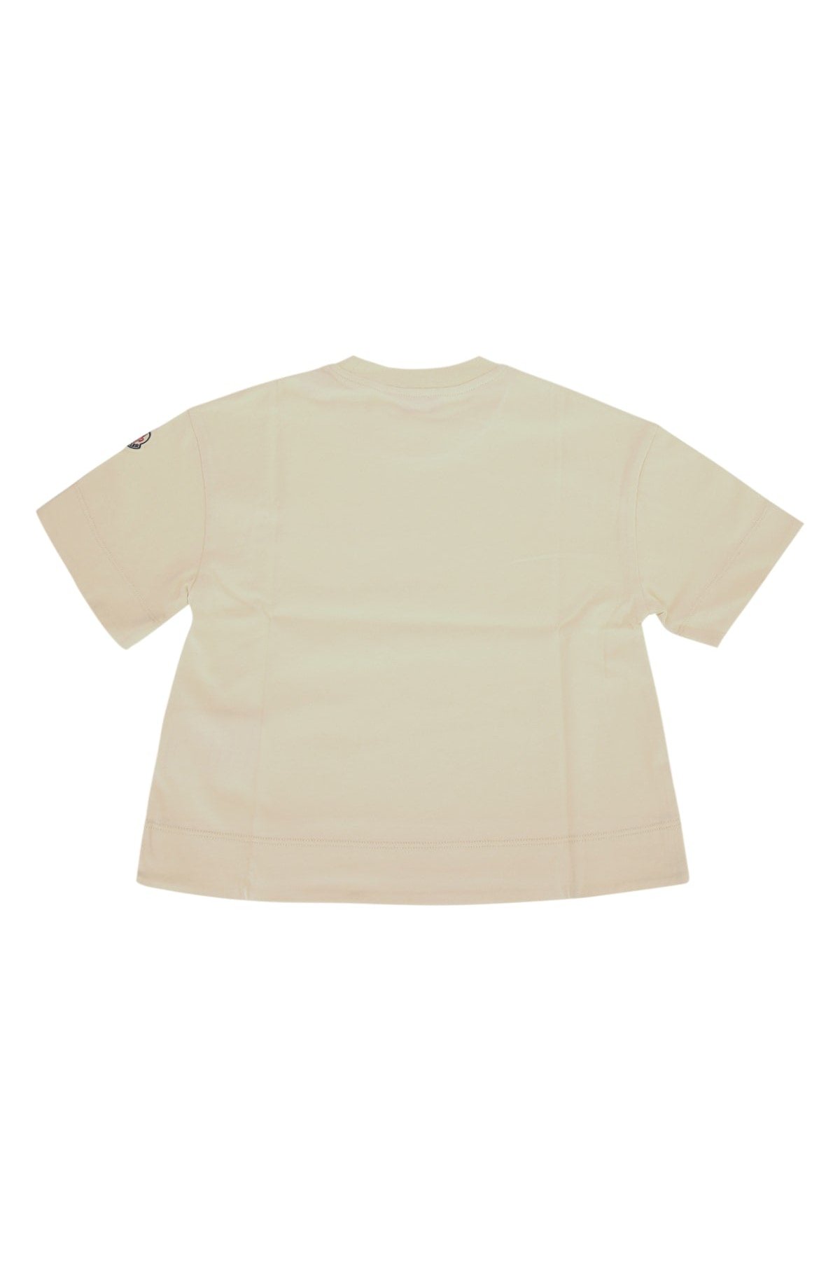 Moncler Jr Logo-Embroidered Cotton T-Shirt — Beige, view 2