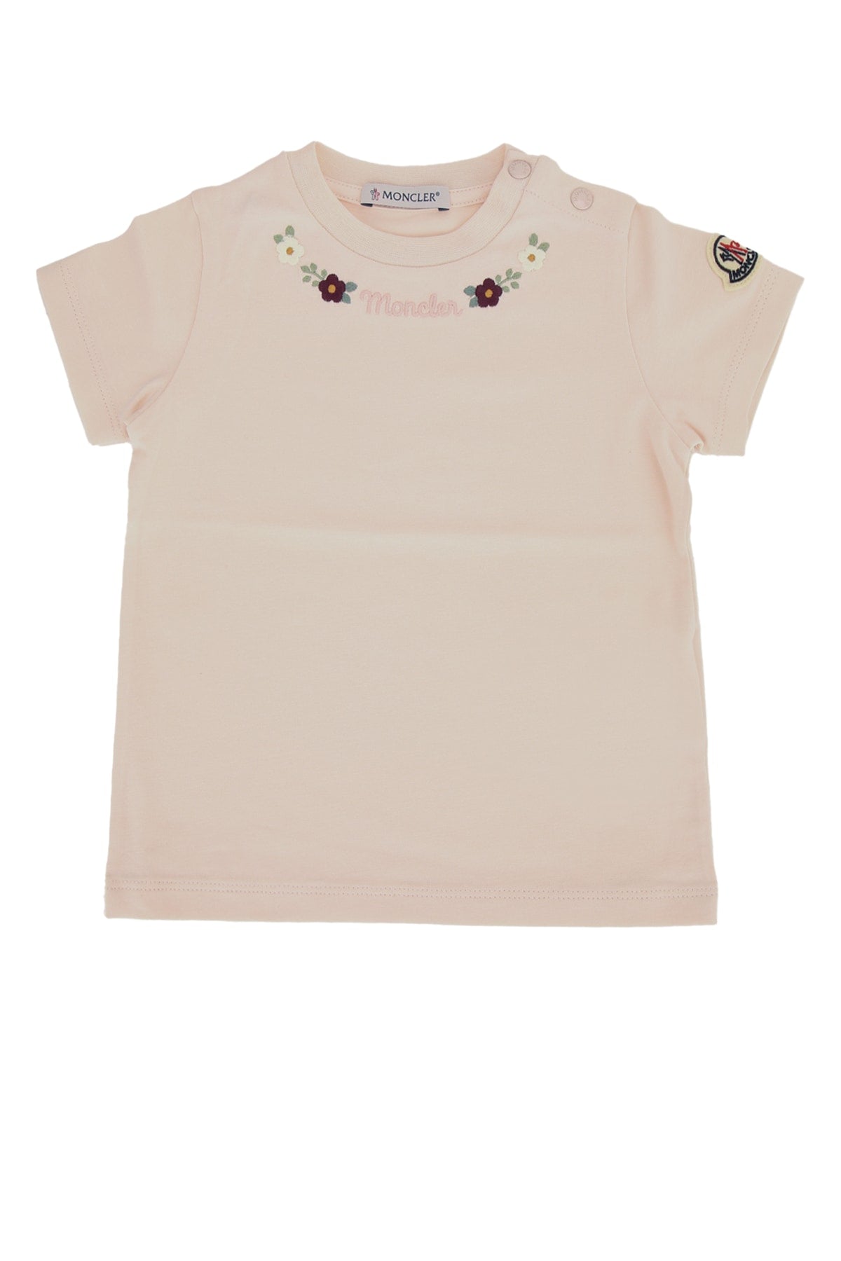 Moncler Jr Embroidered Floral T-Shirt — Pink by Moncler Jr