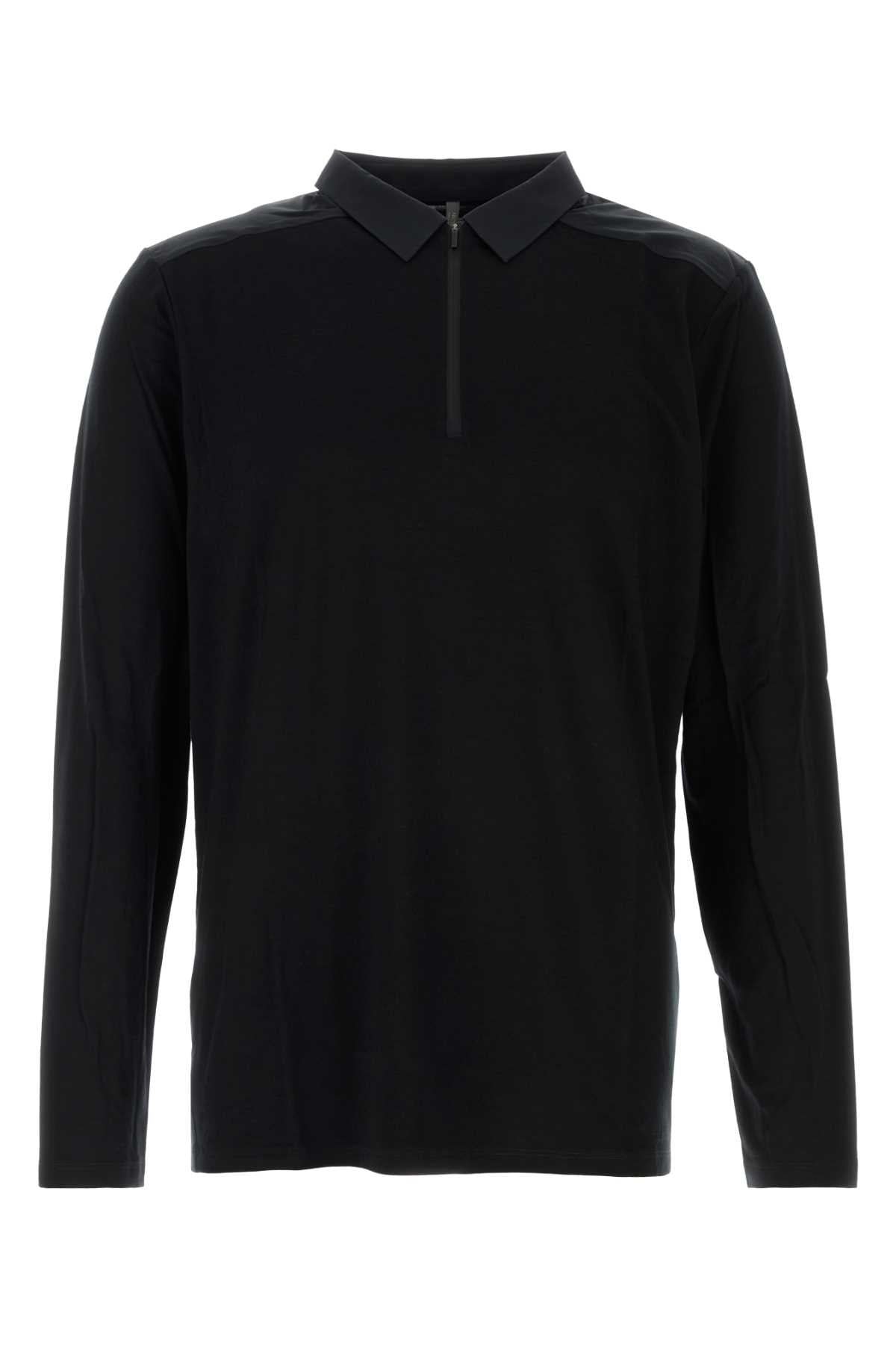 Veilance Frame LS Polo Shirt — Black by Veilance