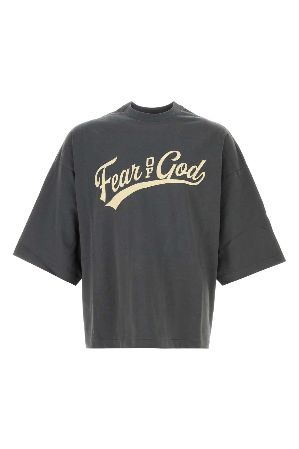 Fear Of God Essential Logo-Printed Cotton T-Shirt — Gray by Fear Of God Essential