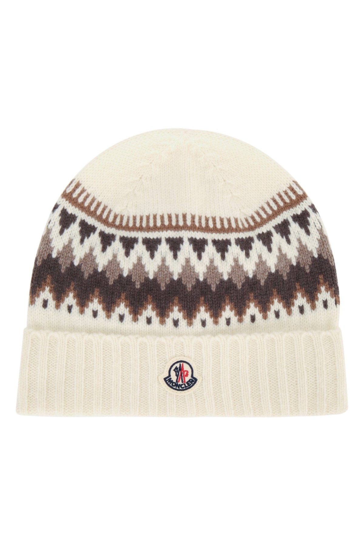 Moncler Jr HAT Jacquard Knit Winter Hat — Cream by Moncler Jr