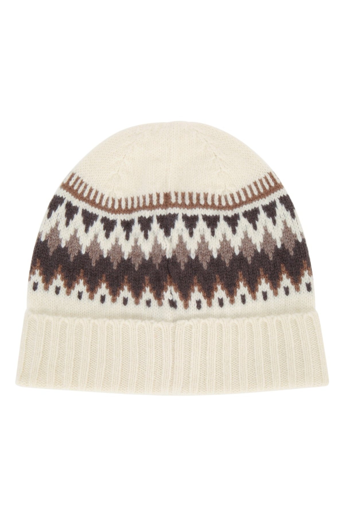 Moncler Jr HAT Jacquard Knit Winter Hat — Cream, view 2
