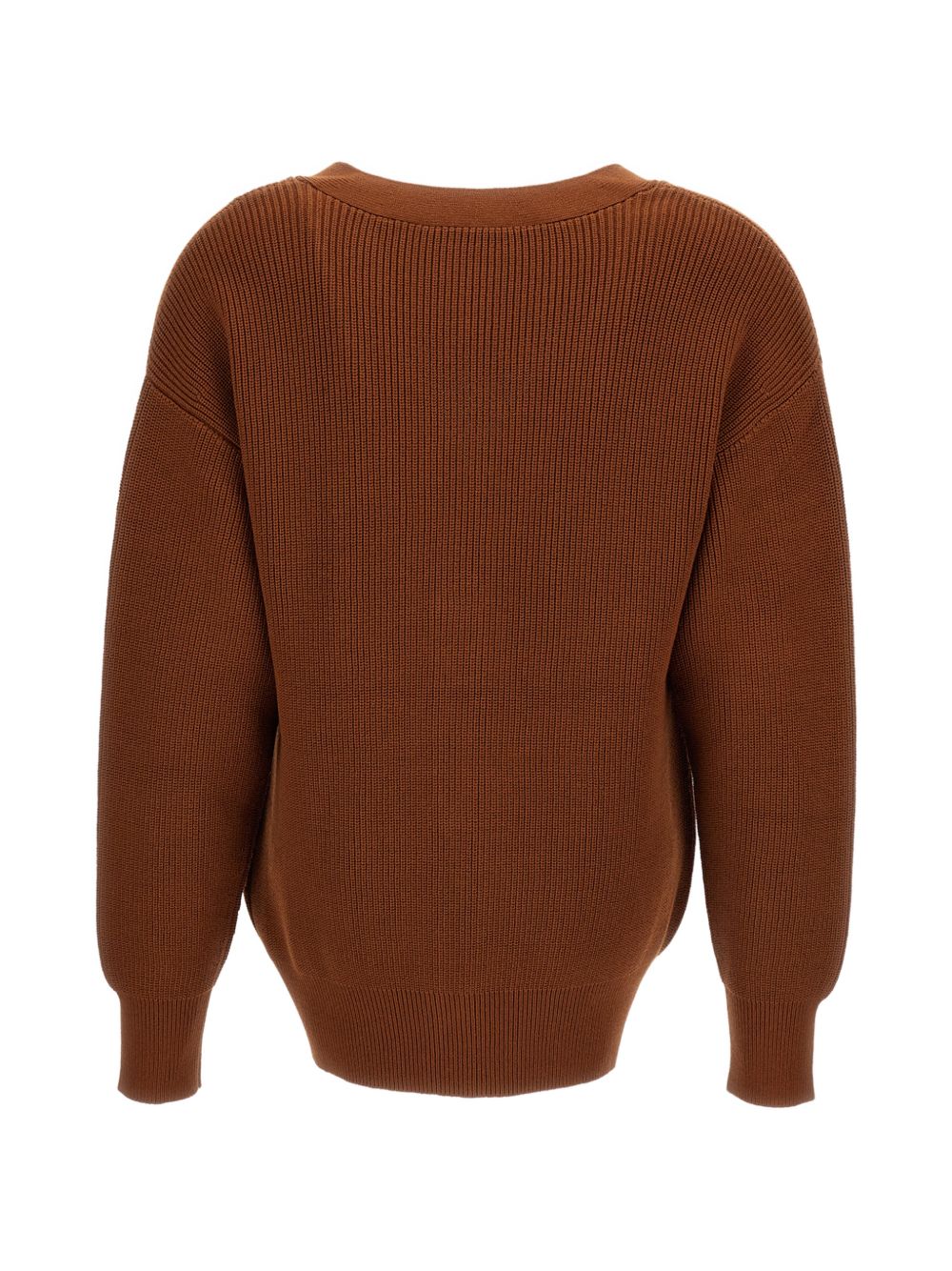 Elisabetta Franchi Toggle-Fastening Ribbed Knit Cardigan — Brown, view 2