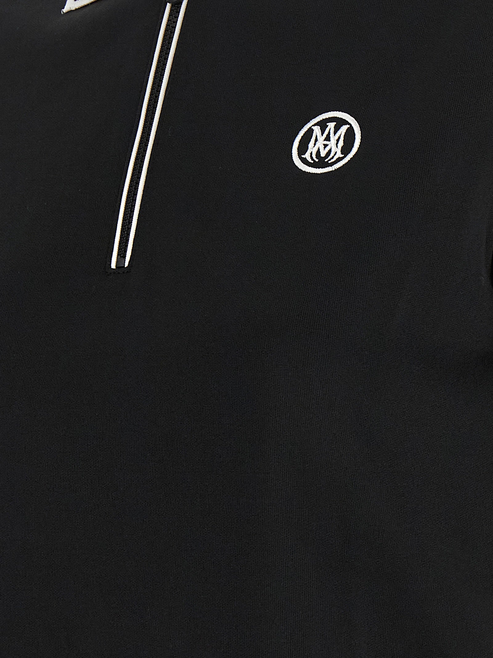 Amiri Half-Zip Logo Polo Polo Shirt — Black, view 4