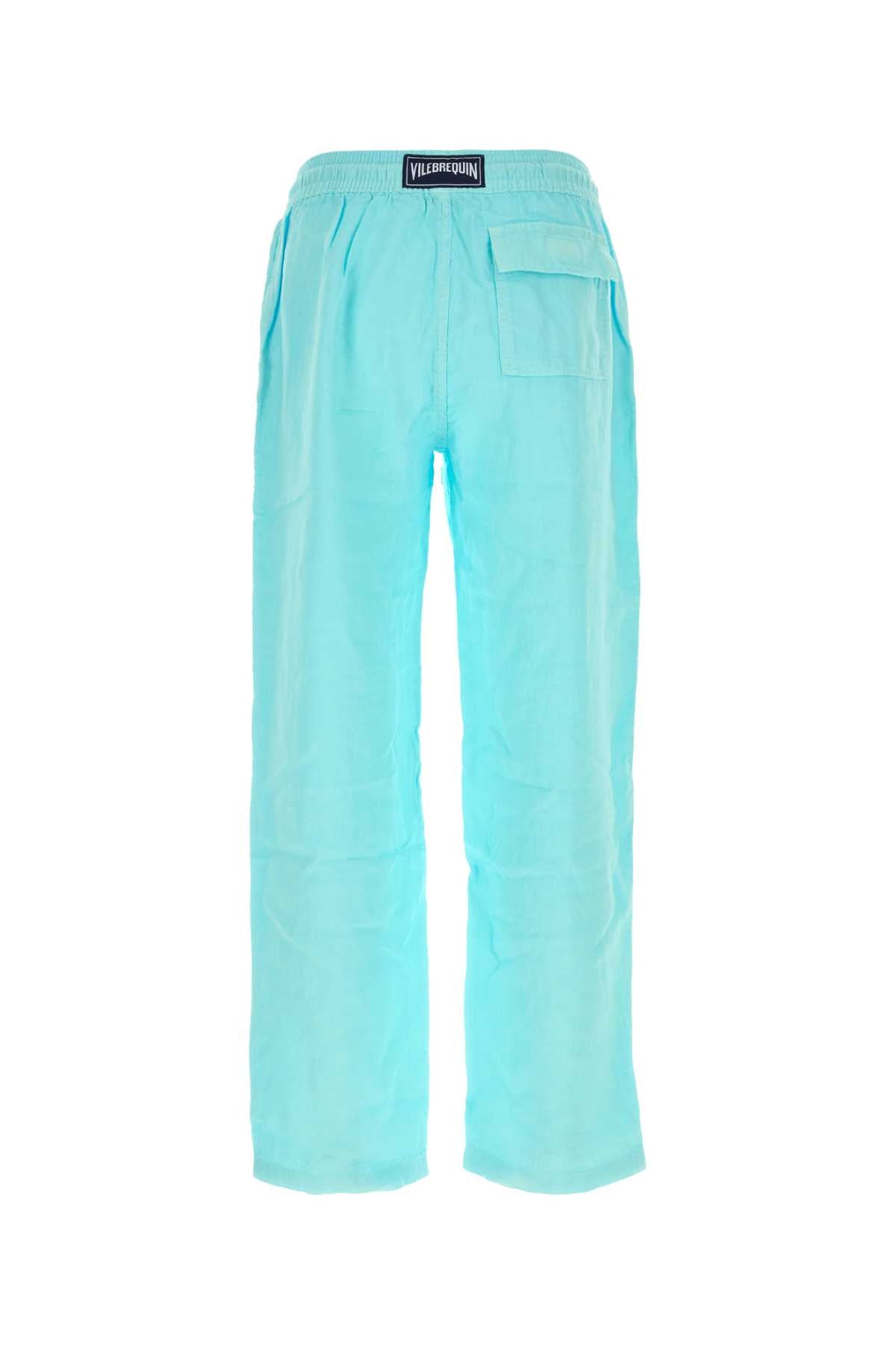 Vilebrequin Linen Trousers — Aquamarine, view 2