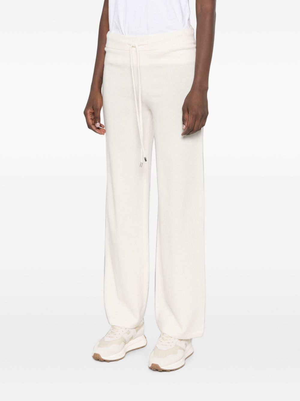 Ermanno Firenze Fine Knit Drawstring Trousers — White, view 2