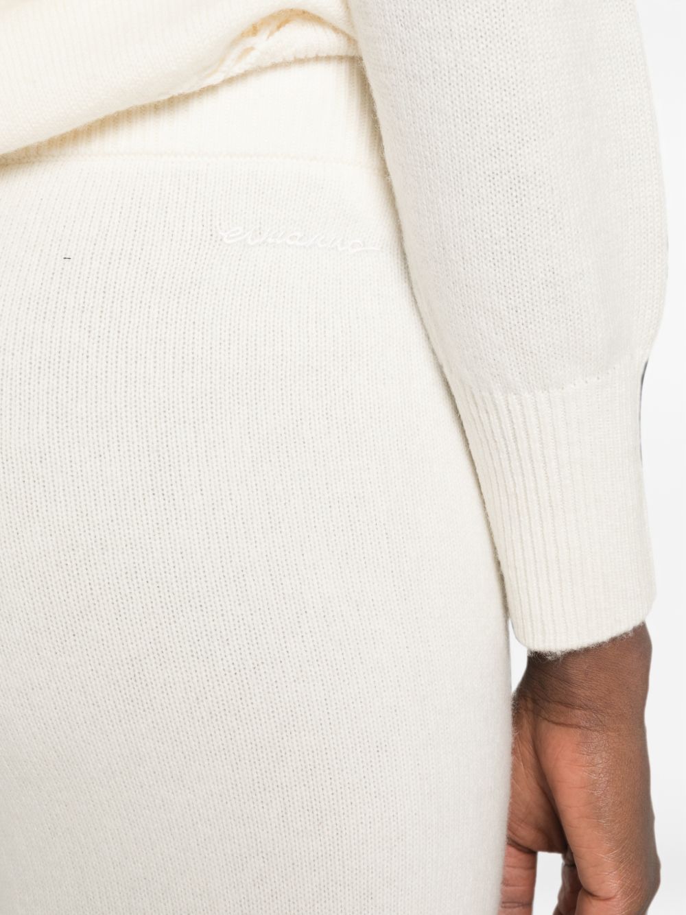 Ermanno Firenze Fine Knit Drawstring Trousers — White, view 4