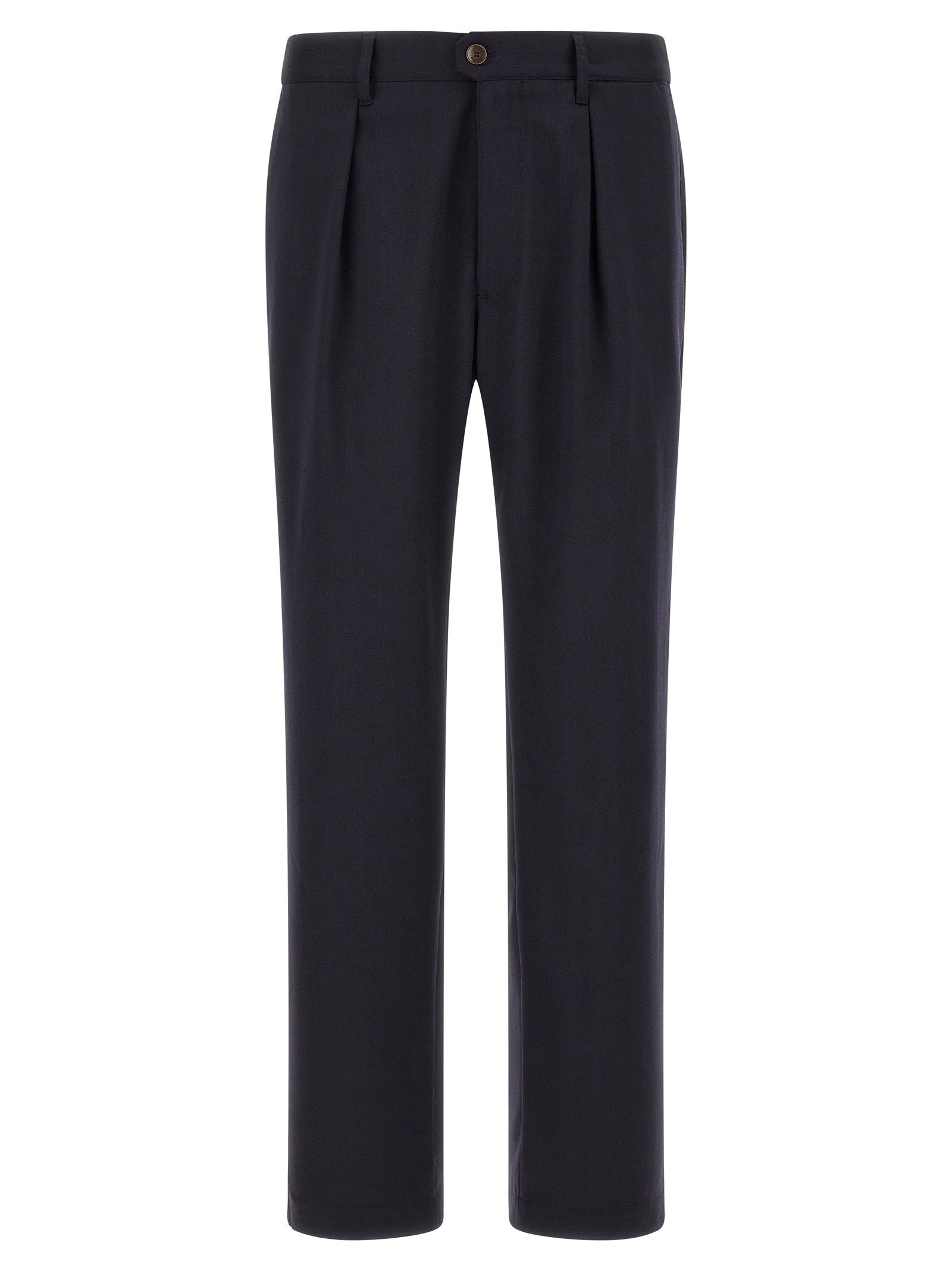 Incotex Pleated Virgin Wool Trousers — Black by Incotex