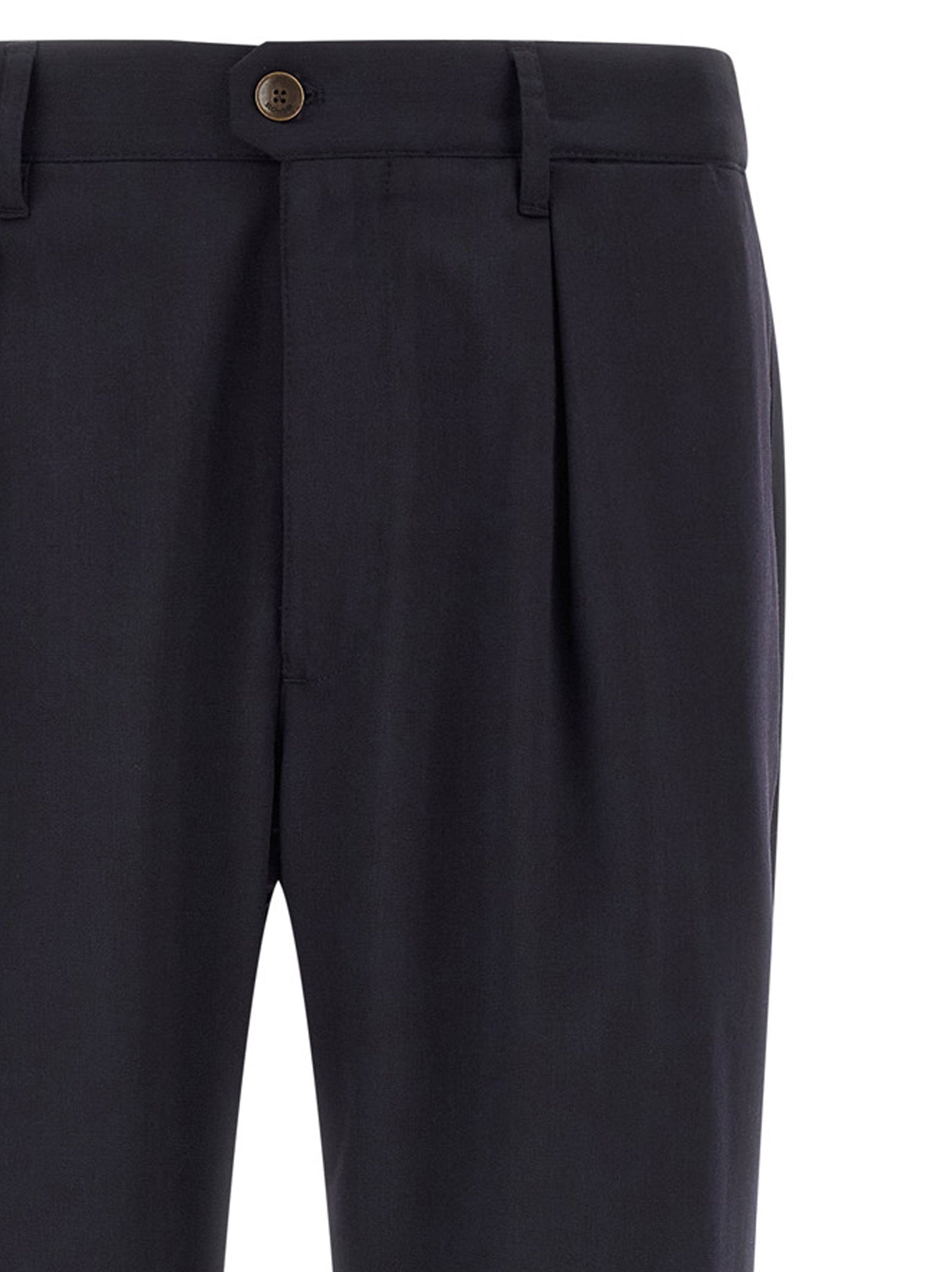 Incotex Pleated Virgin Wool Trousers — Black, view 3