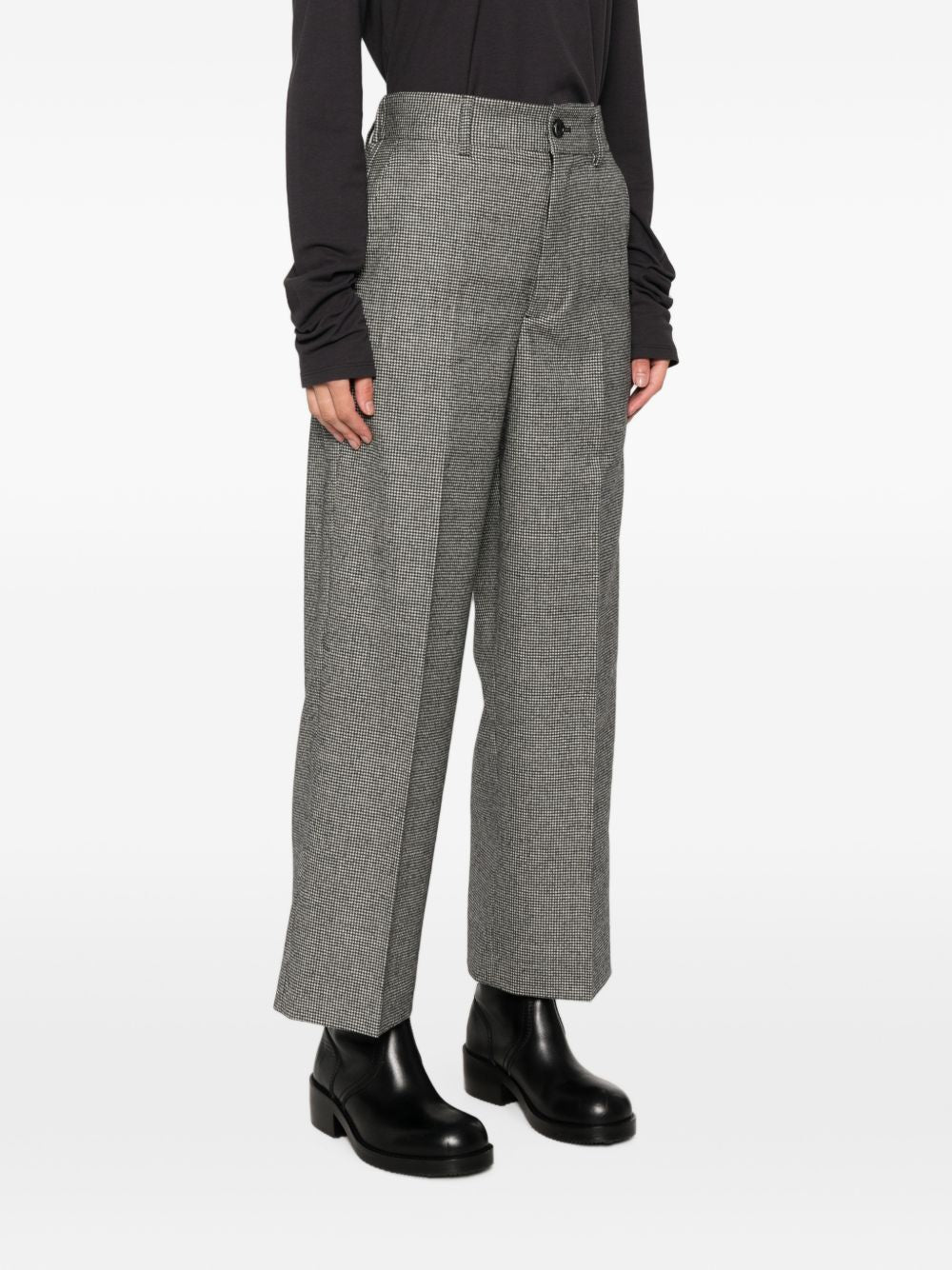 NICHOLSON & NICHOLSON Houndstooth Wool Trousers — Grey, view 2