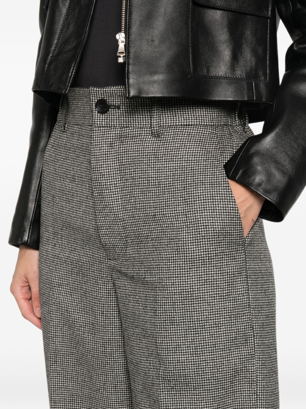 NICHOLSON & NICHOLSON Houndstooth Wool Trousers — Grey, view 3