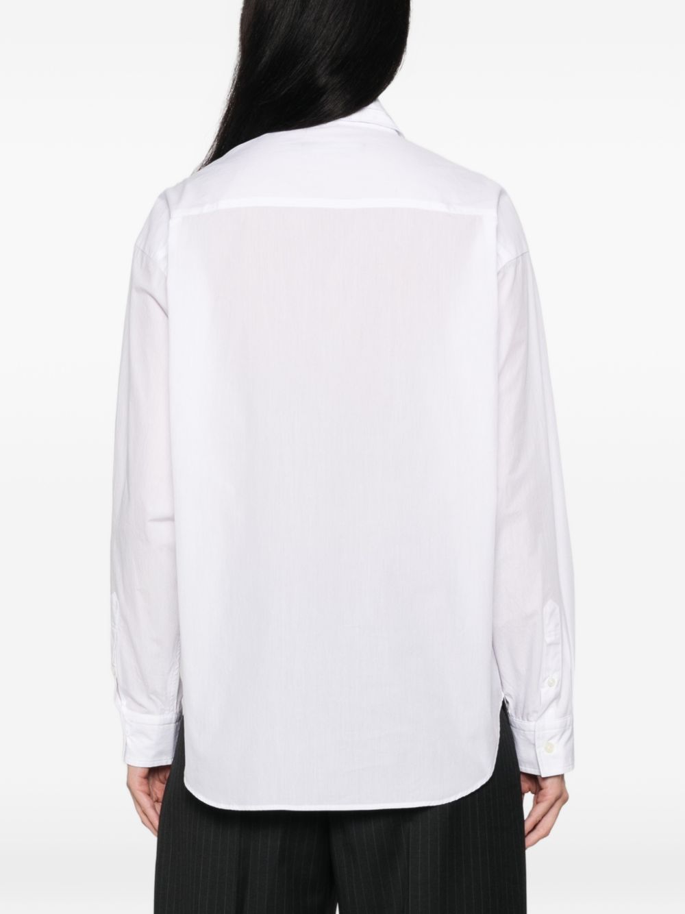 NICHOLSON & NICHOLSON Pussy-Bow Cotton Blouse — White, view 3