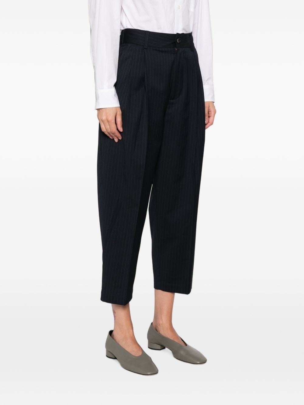 NICHOLSON & NICHOLSON Pinstriped Trousers — Navy, view 2