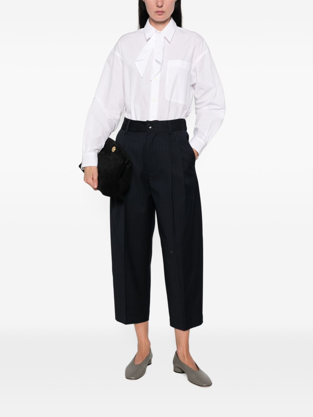 NICHOLSON & NICHOLSON Pinstriped Trousers — Navy, view 4