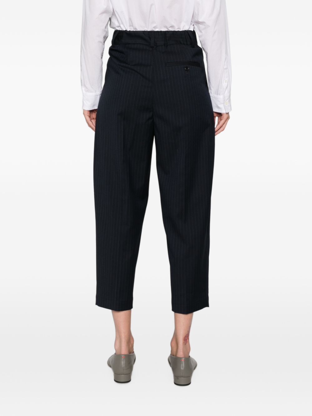 NICHOLSON & NICHOLSON Pinstriped Trousers — Navy, view 5