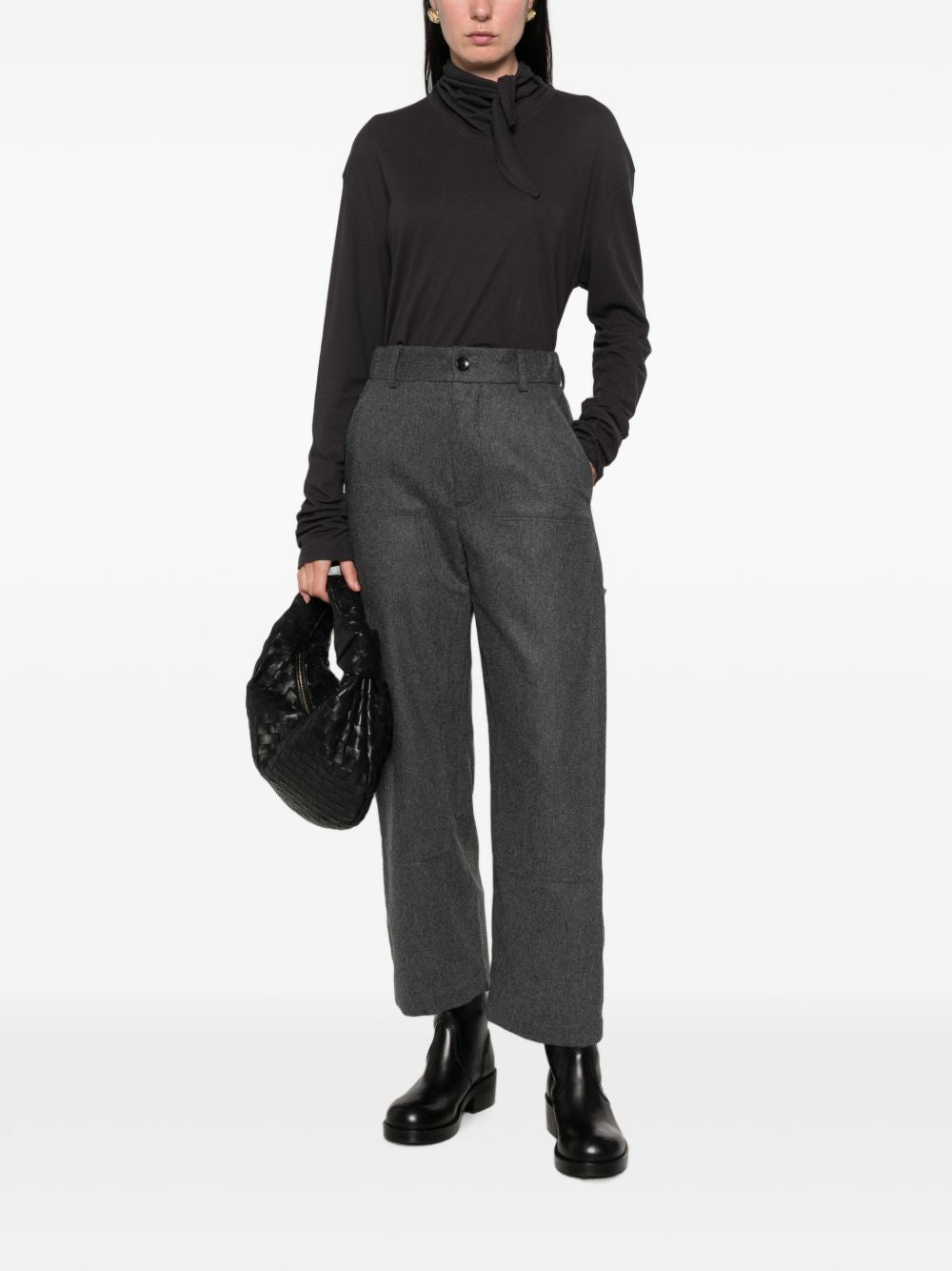 NICHOLSON & NICHOLSON Felted Wool Trousers — Grey, view 2