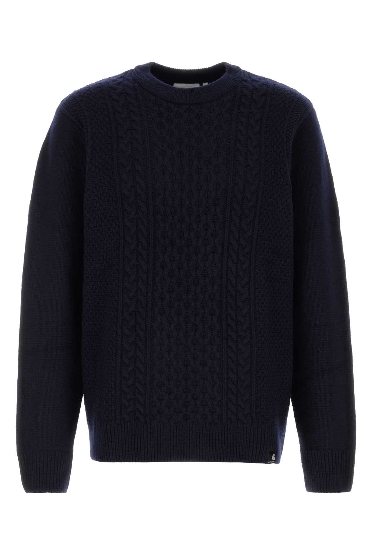 Carhartt Wip Wool Blend Cable Knit Sweater — Navy by Carhartt Wip