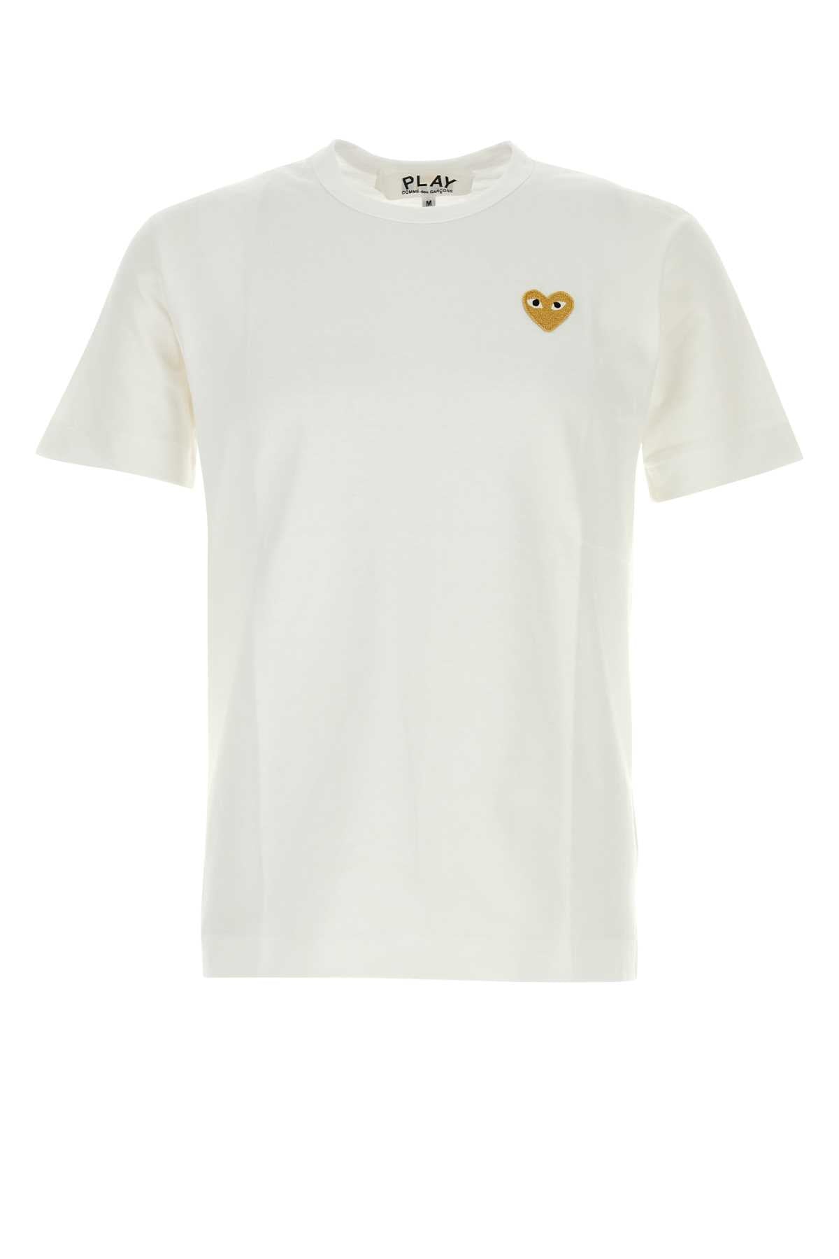 Comme Des Garcons Play Gold Heart T-Shirt — White by Comme Des Garçons Play