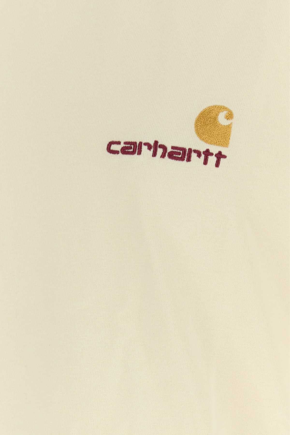 Carhartt Wip Logo-Embroidered Cotton T-Shirt — Beige, view 3