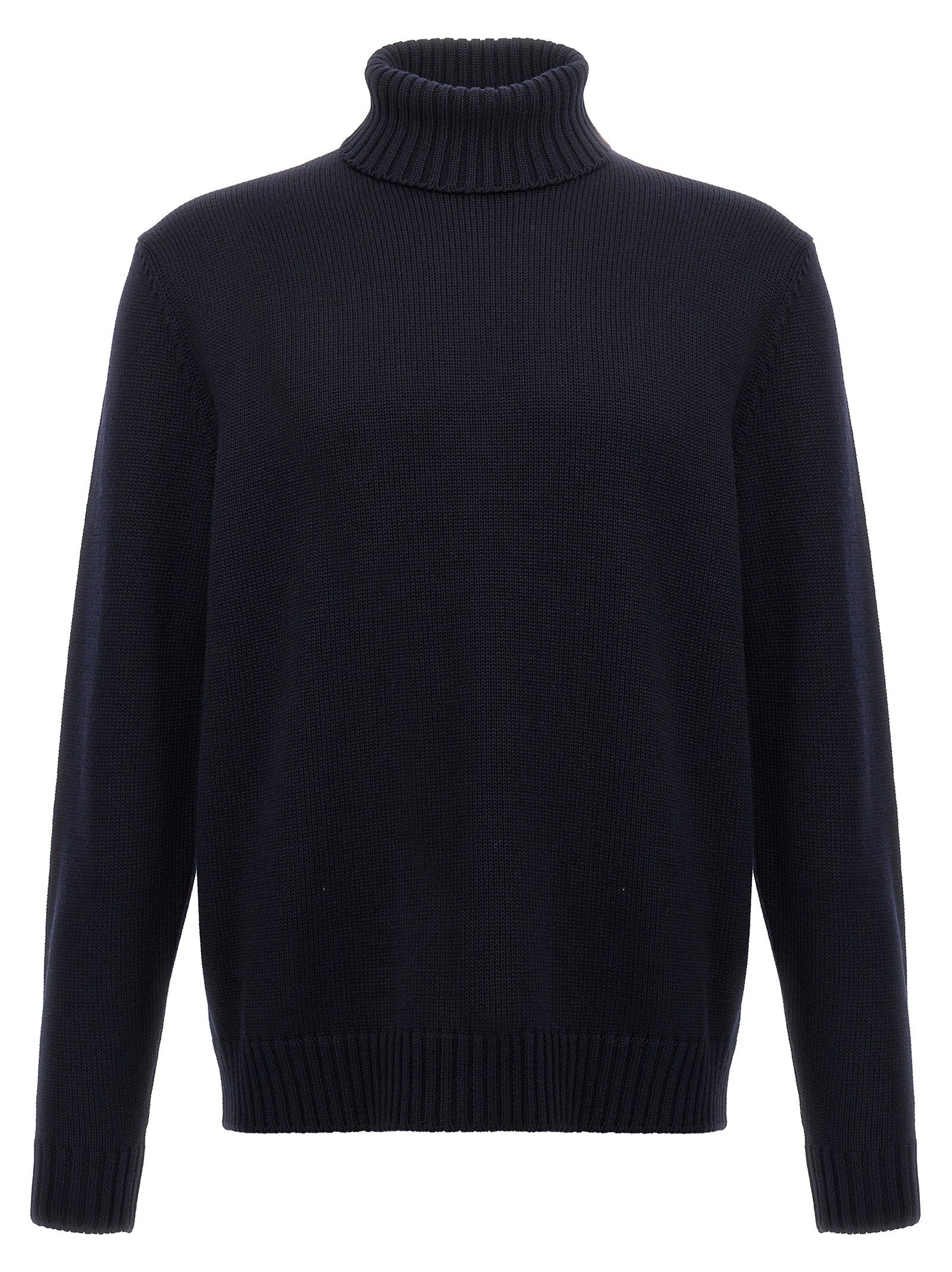 Zanone Turtleneck Wool Sweater — Navy by Zanone
