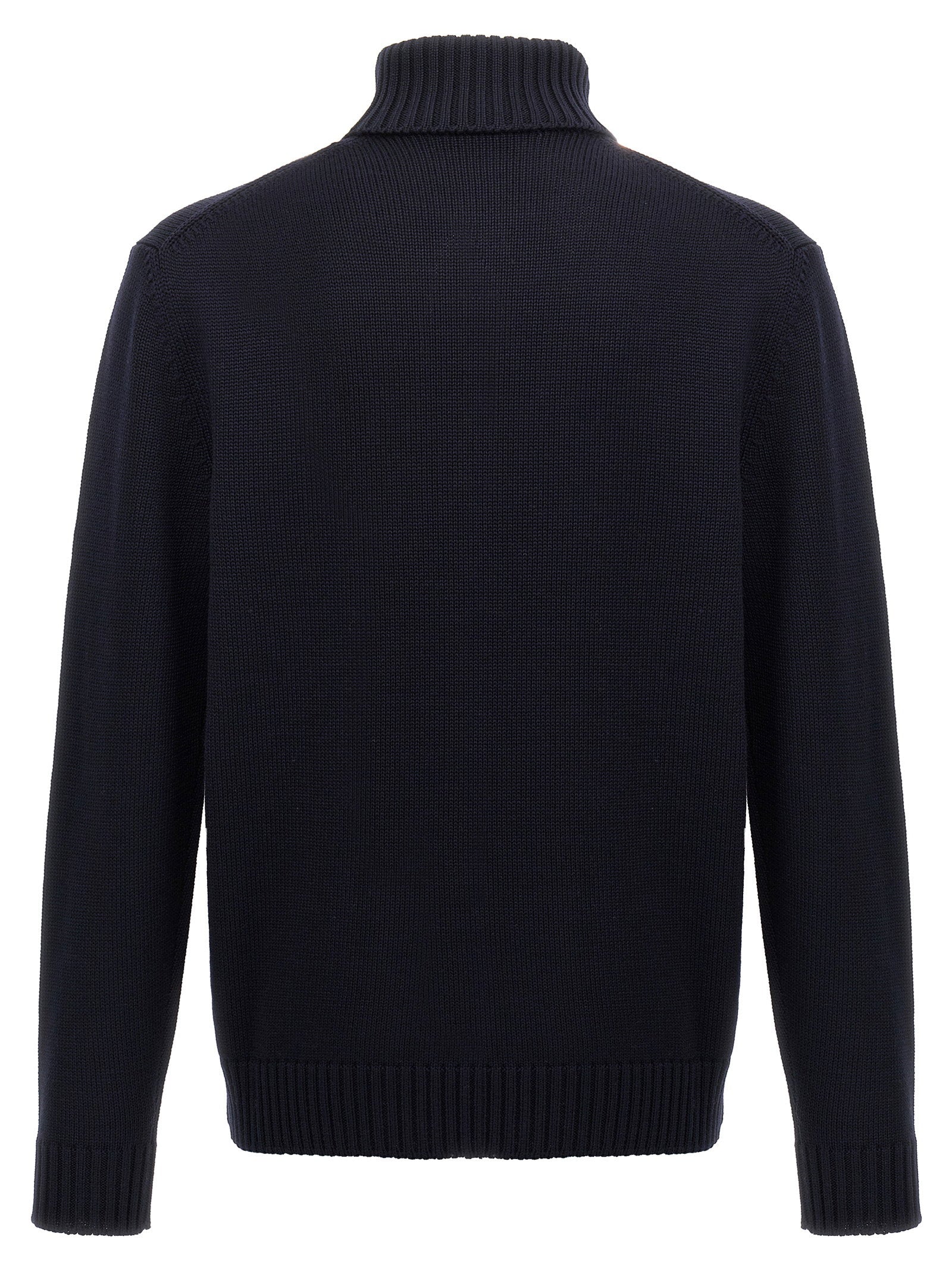 Zanone Turtleneck Wool Sweater — Navy, view 2