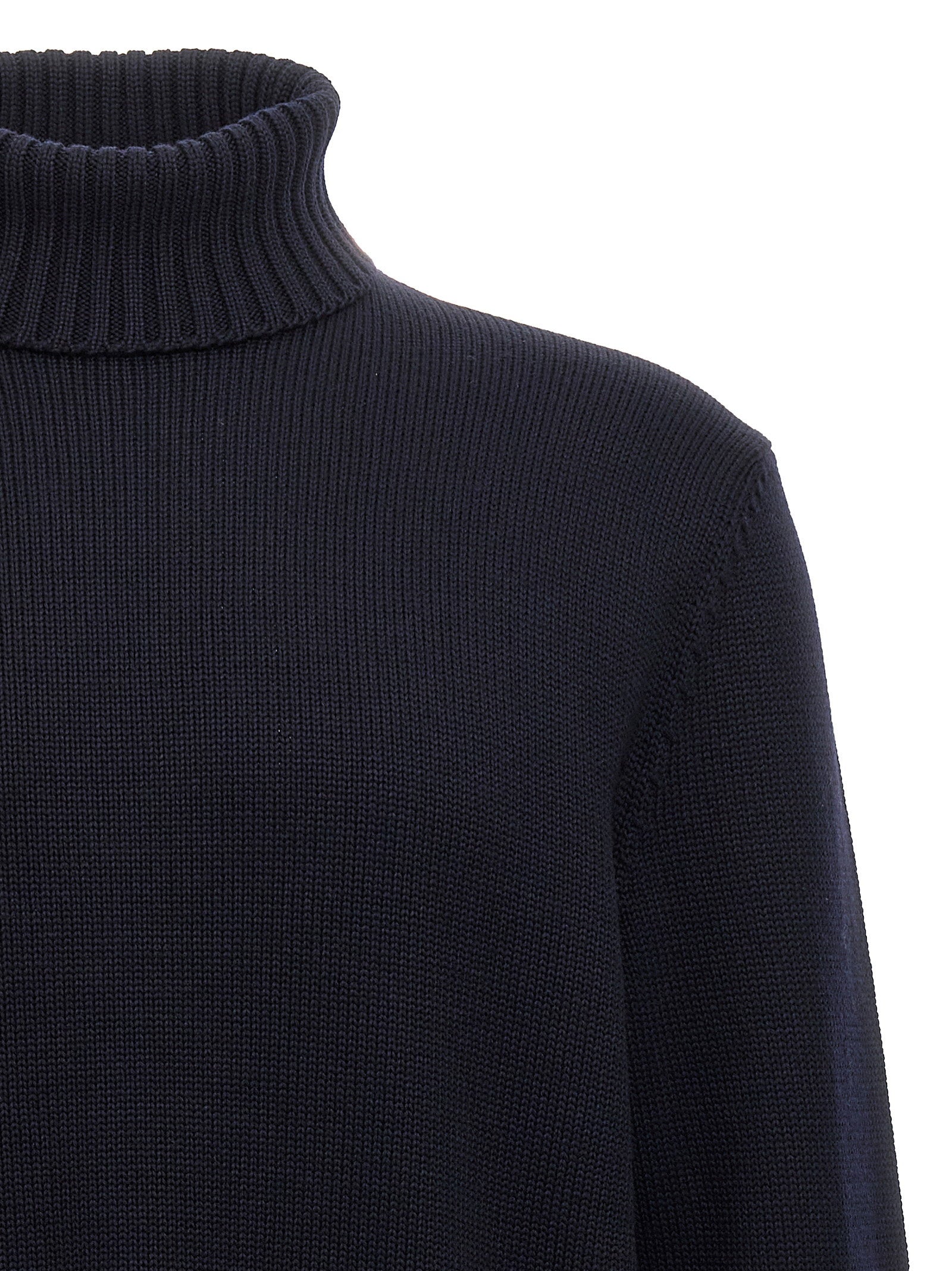 Zanone Turtleneck Wool Sweater — Navy, view 3