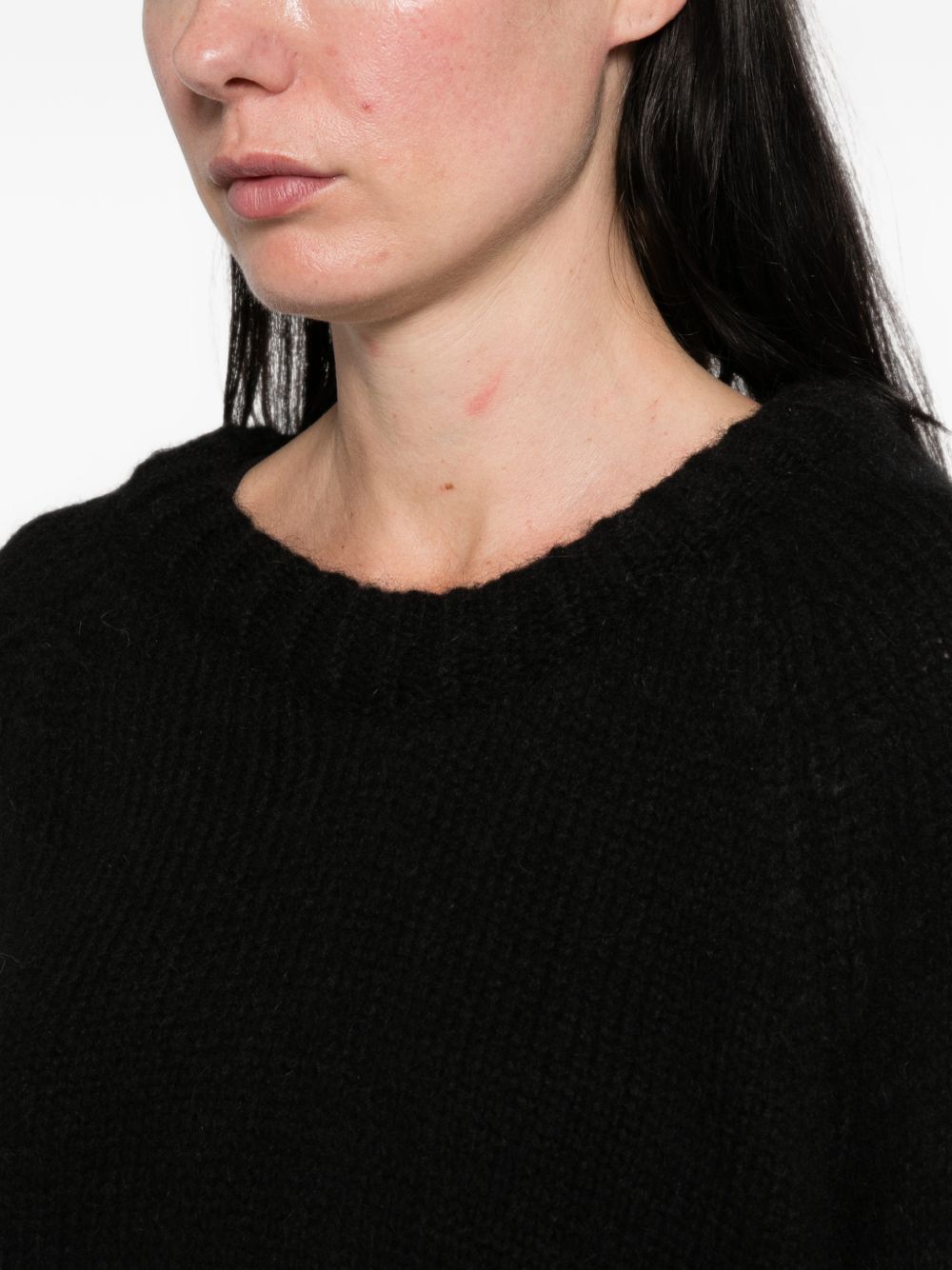 SUSANNE BOMMER Ribbed Wool Crewneck Sweater — Black, view 2