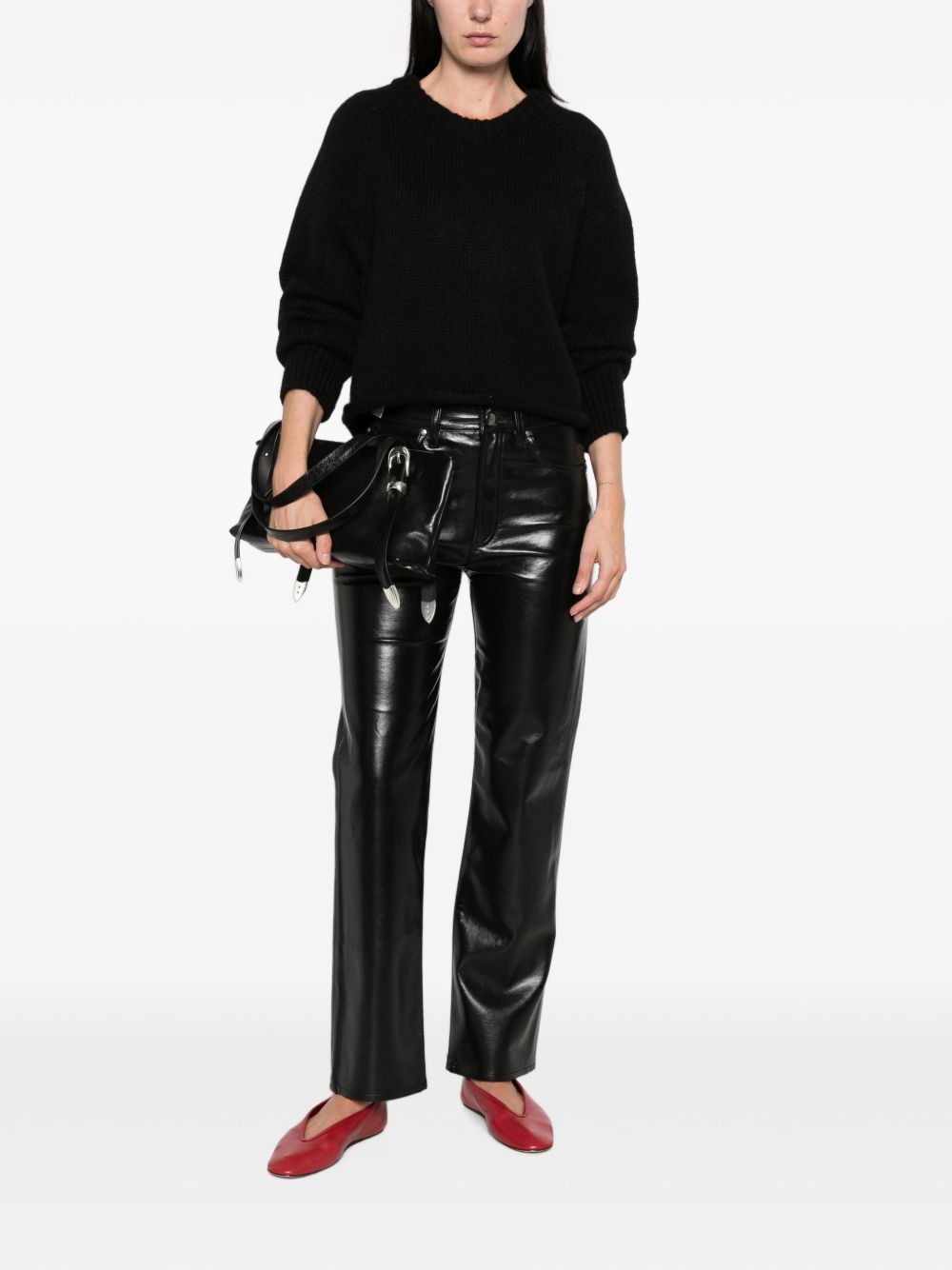 SUSANNE BOMMER Ribbed Wool Crewneck Sweater — Black, view 3