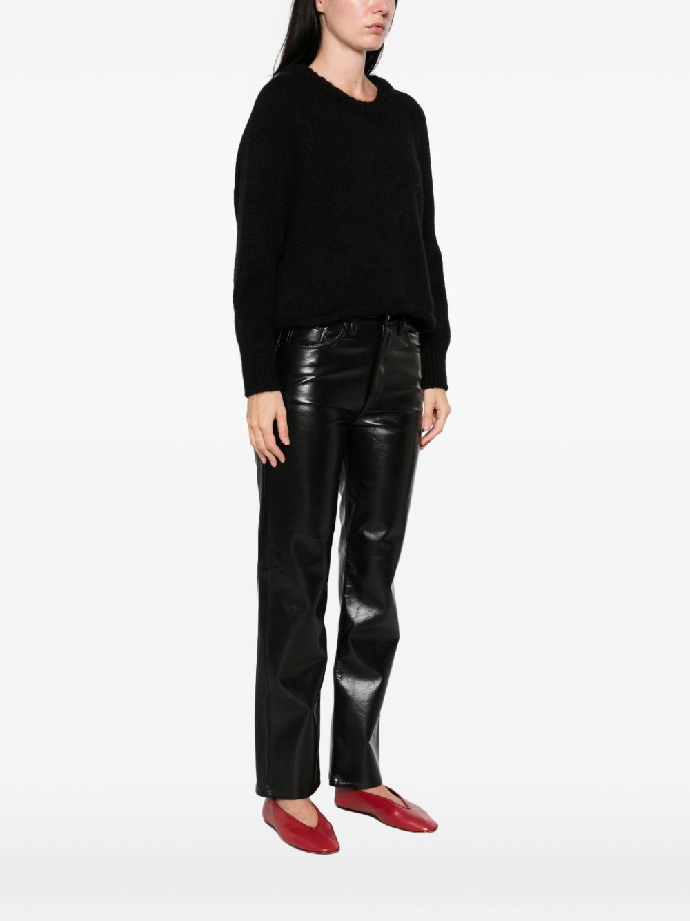 SUSANNE BOMMER Ribbed Wool Crewneck Sweater — Black, view 4