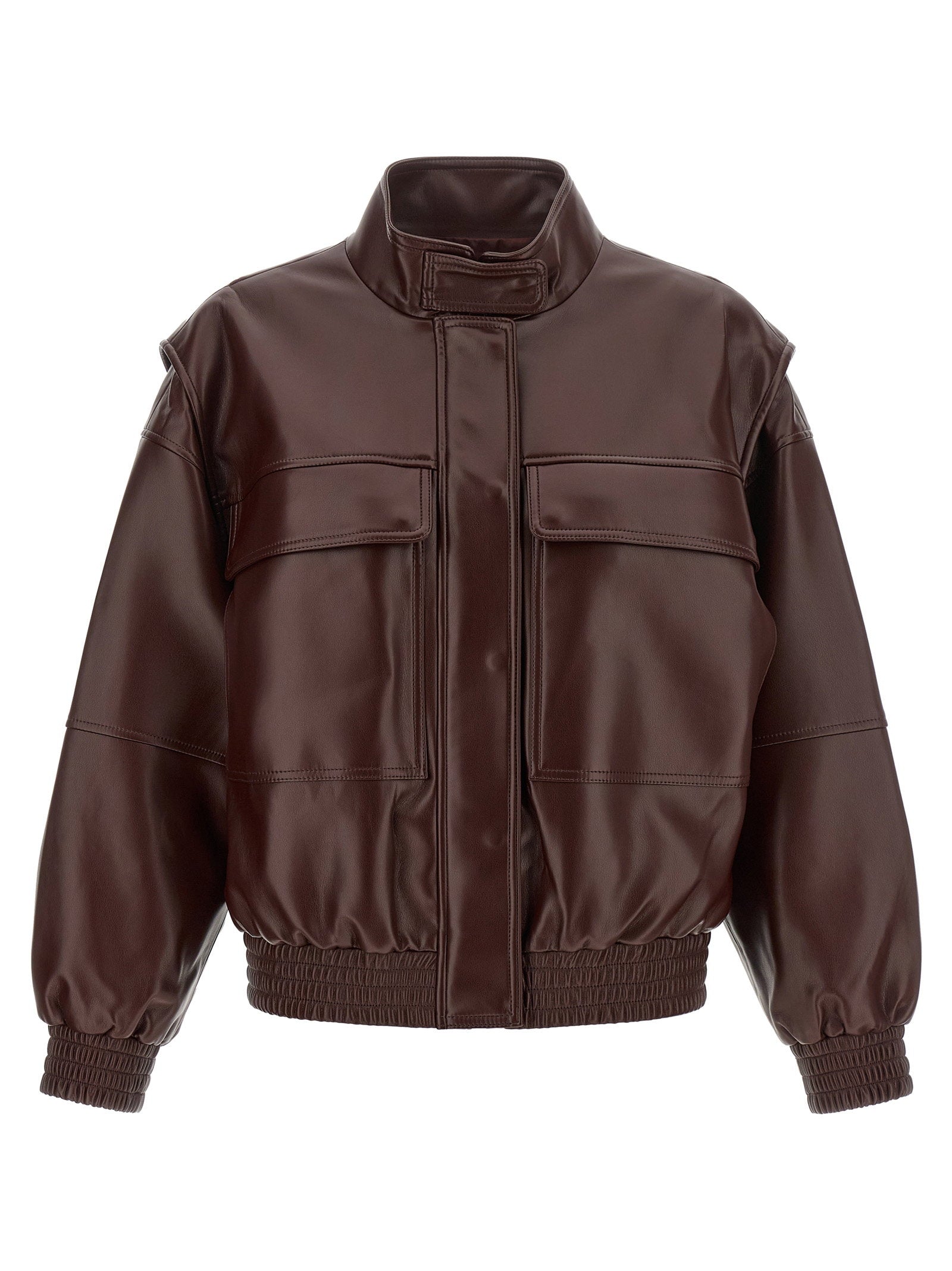 Twin Set Leather-Effect Bomber Jacket — Brown by Twin-Set