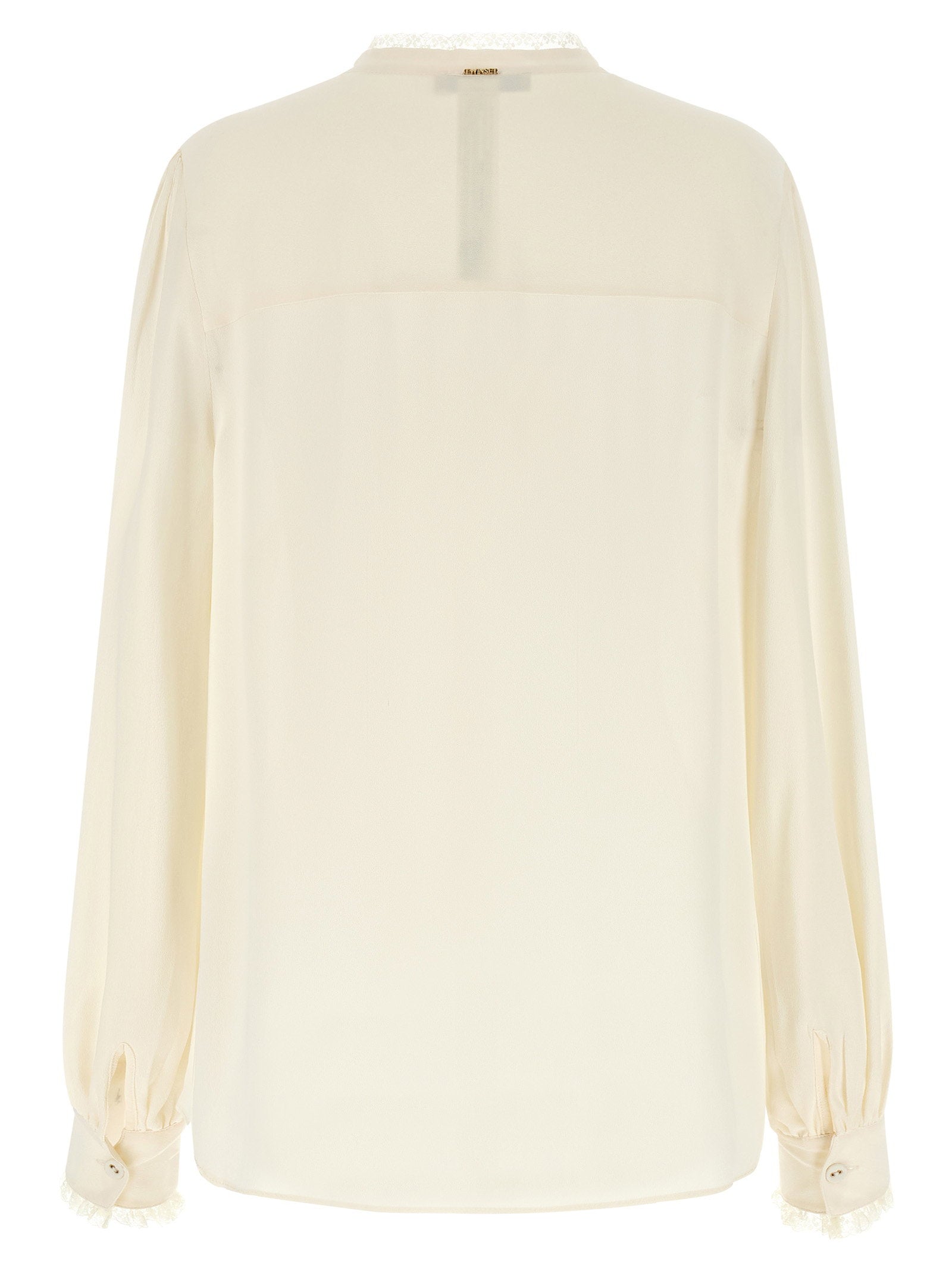 Twin Set Lace-Trimmed Viscose Blouse — Cream, view 2