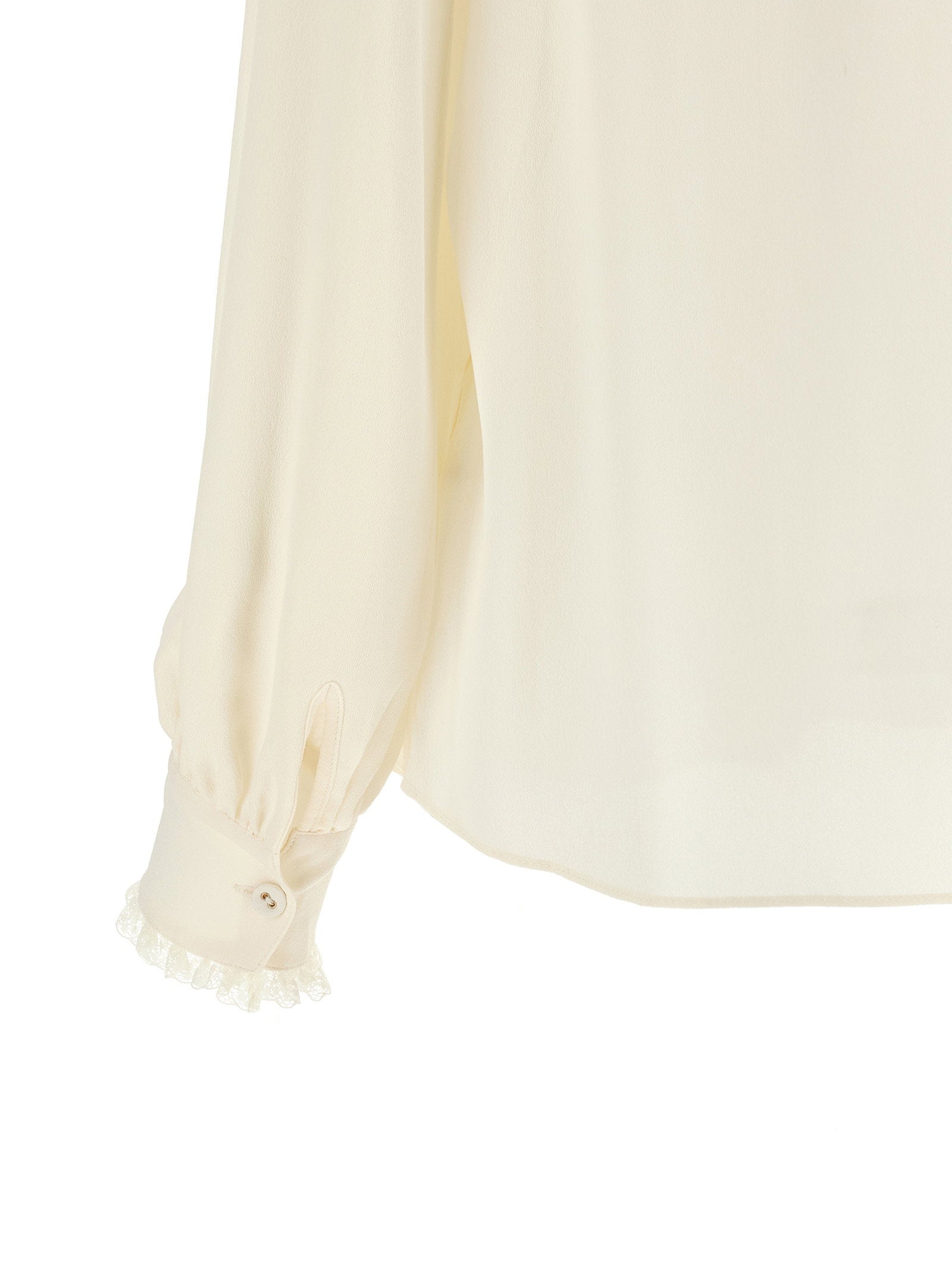 Twin Set Lace-Trimmed Viscose Blouse — Cream, view 4