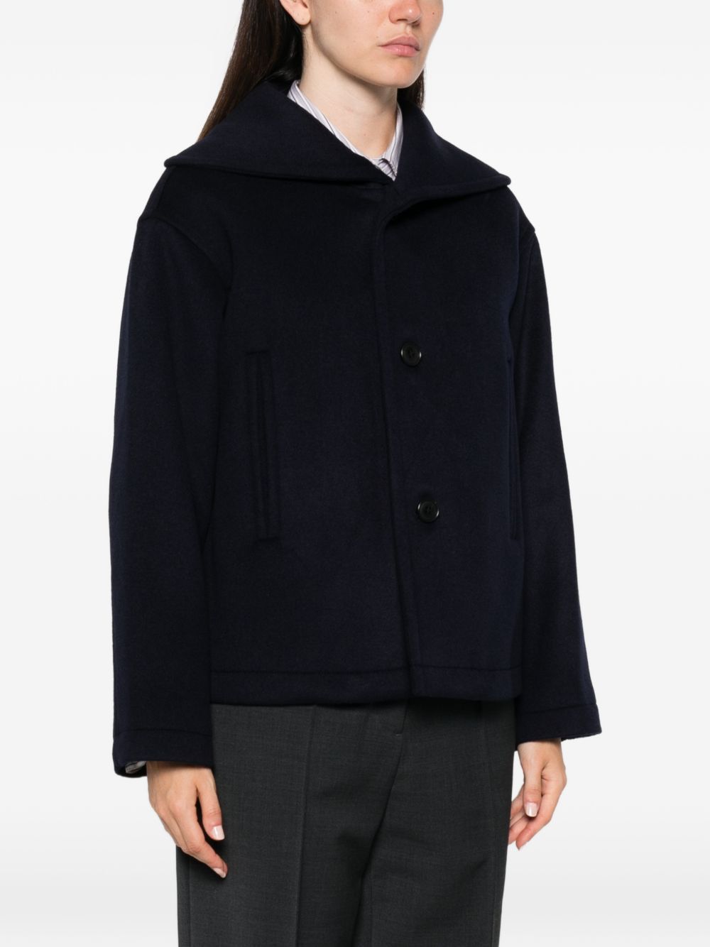 NICHOLSON & NICHOLSON Felted Wool Sailor Collar Jacket — Navy, view 3