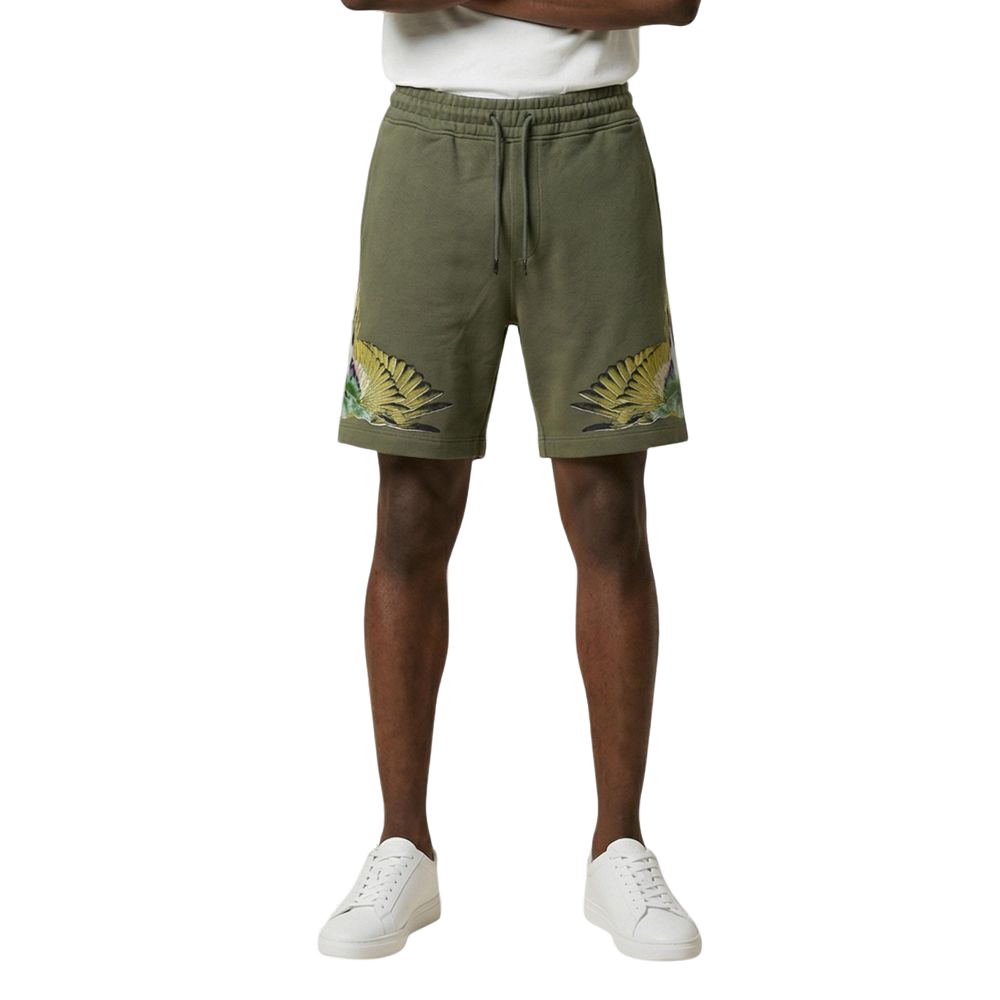 County Of Milan Embroidered Bird Motif Cotton Bermuda Shorts — Green by County Of Milan